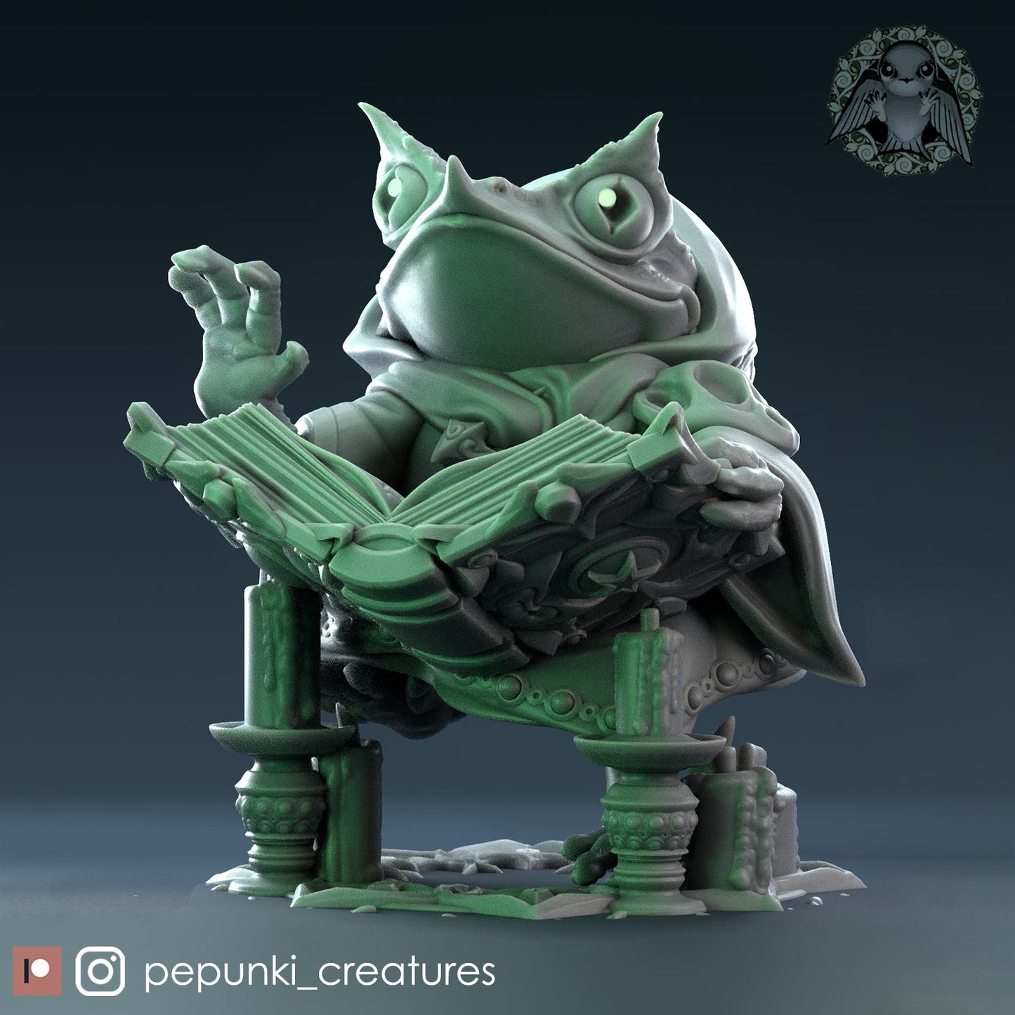 Horned Frog Necromancer | Tabletop Miniature | Pepunki Creatures