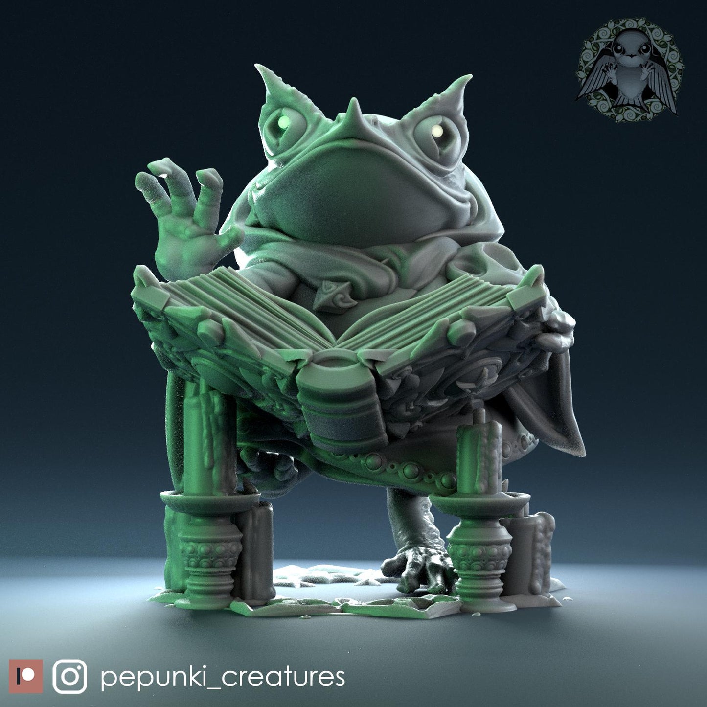 Horned Frog Necromancer | Tabletop Miniature | Pepunki Creatures