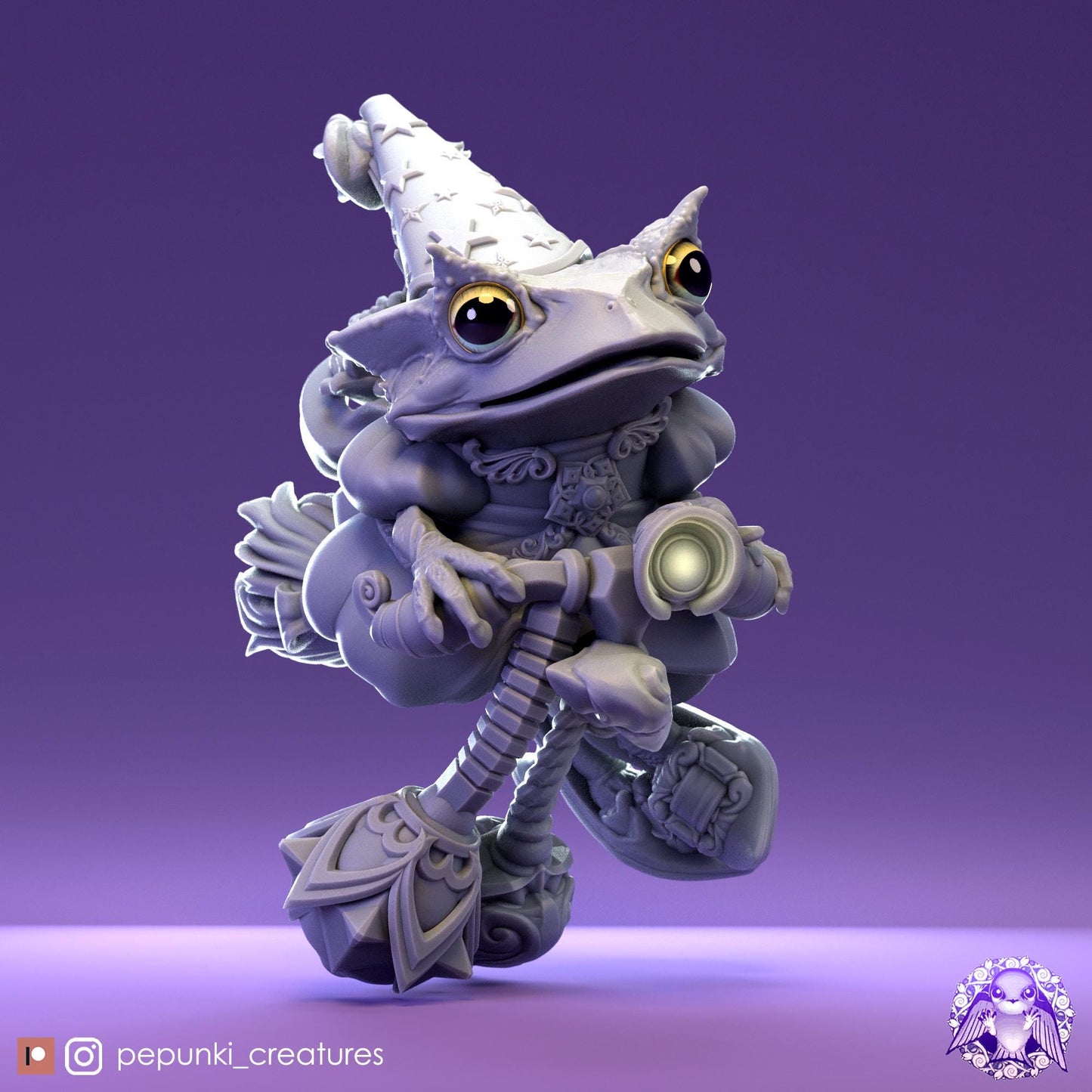 Wizardess Frog | Tabletop Miniature | Pepunki Creatures