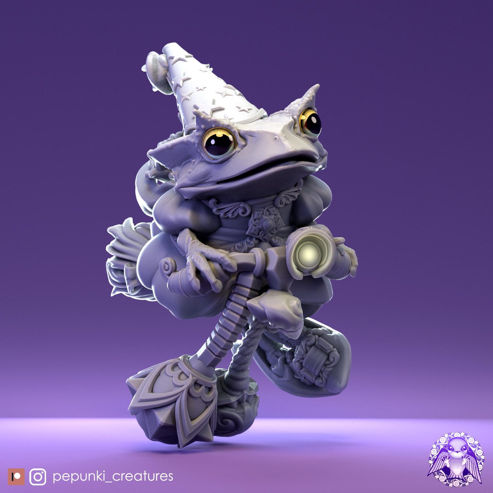 Wizardess Frog | Tabletop Miniature | Pepunki Creatures