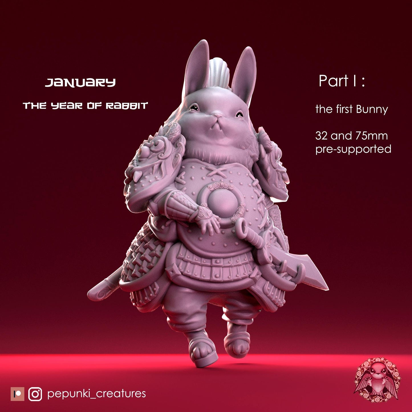 Bunny Warrior | Tabletop Miniature | Pepunki Creatures