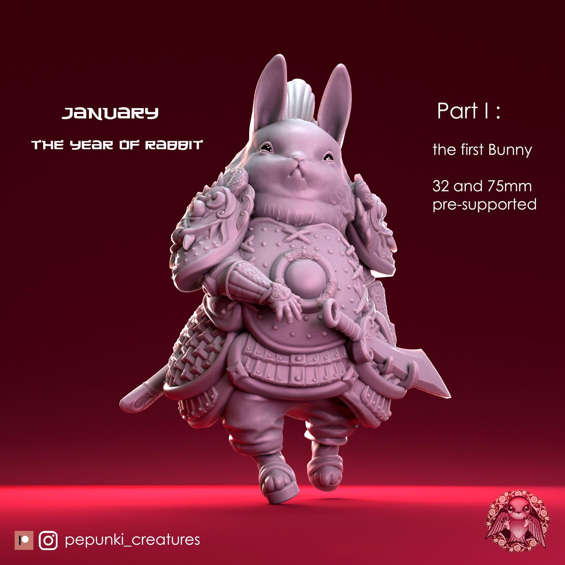 Bunny Warrior | Tabletop Miniature | Pepunki Creatures