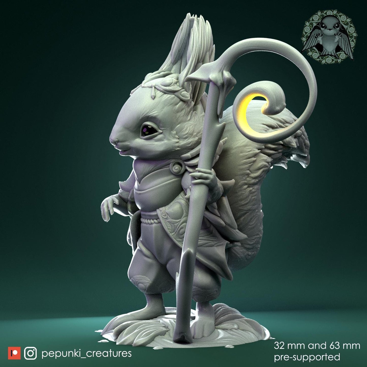 Squirrel Wizard | Tabletop Miniature | Pepunki Creatures