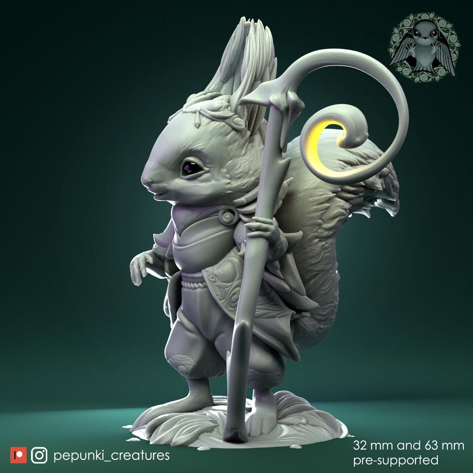 Squirrel Wizard | Tabletop Miniature | Pepunki Creatures