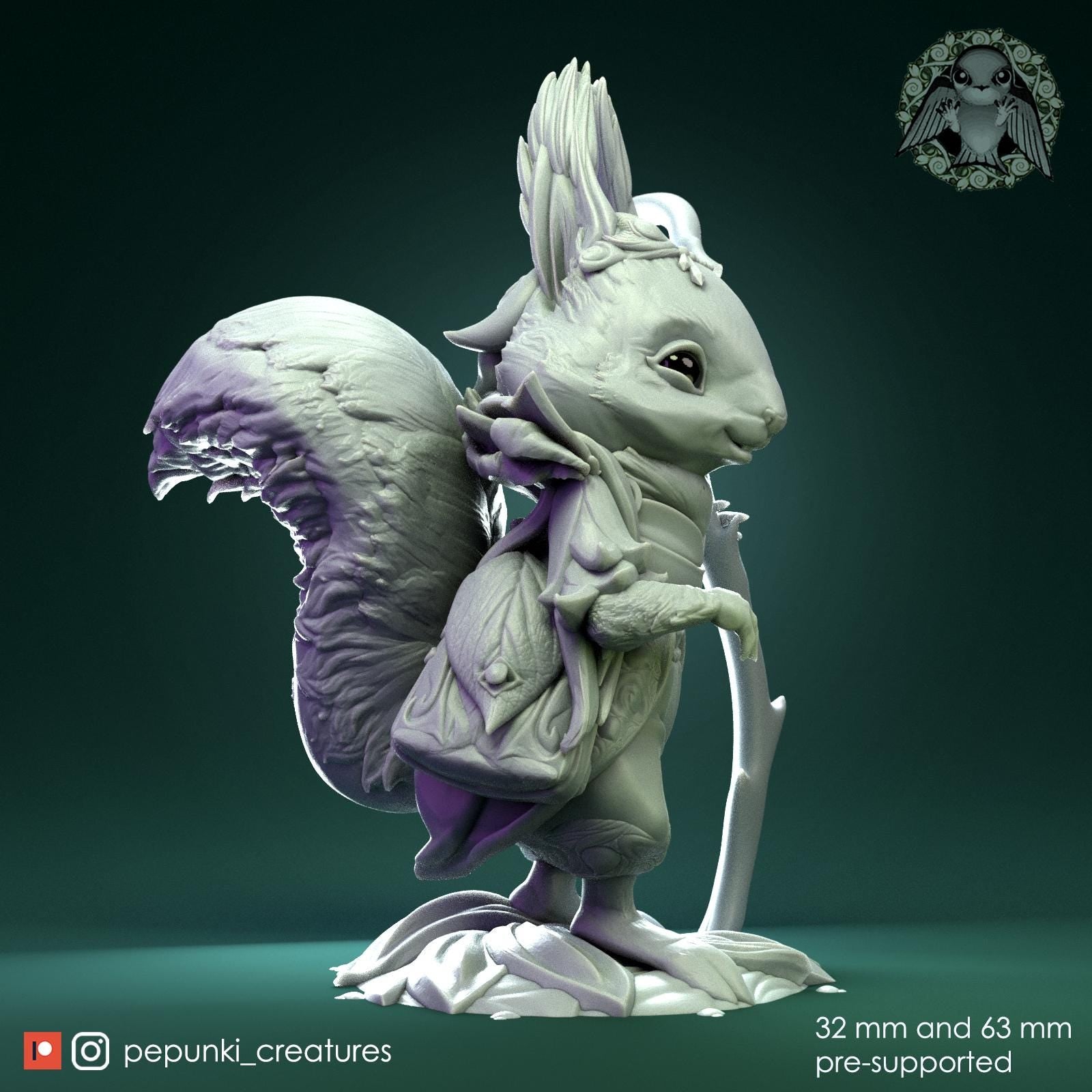Squirrel Wizard | Tabletop Miniature | Pepunki Creatures