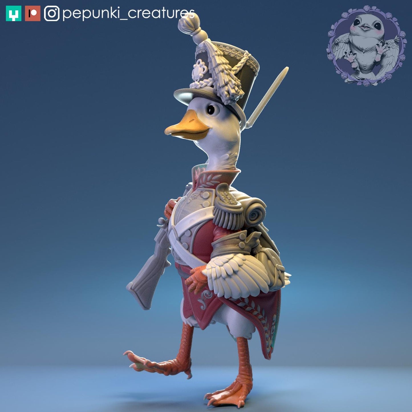 Duck Soldier | Tabletop Miniature | Pepunki Creatures