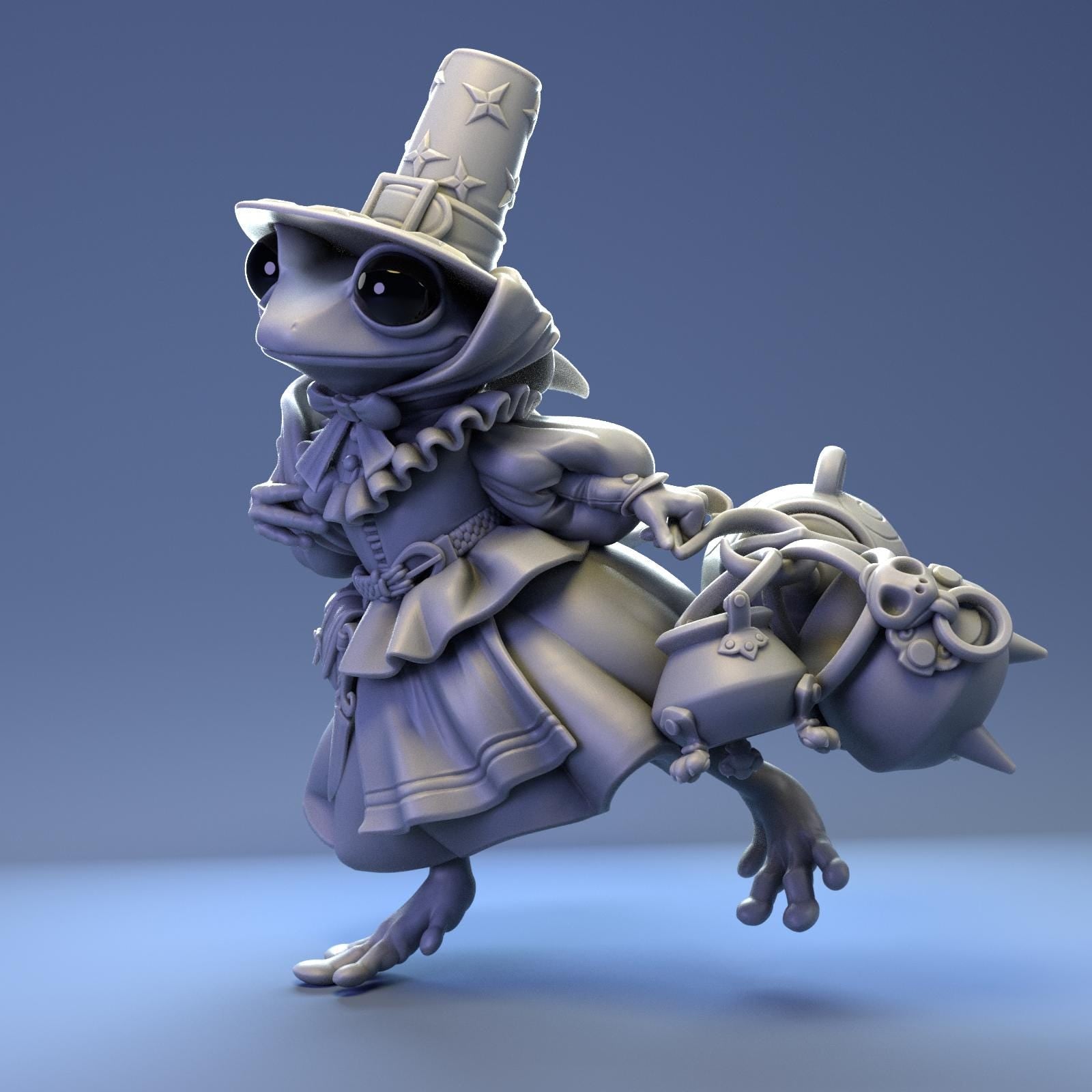 Pilgrim Frog Witch | Tabletop Miniature | Pepunki Creatures