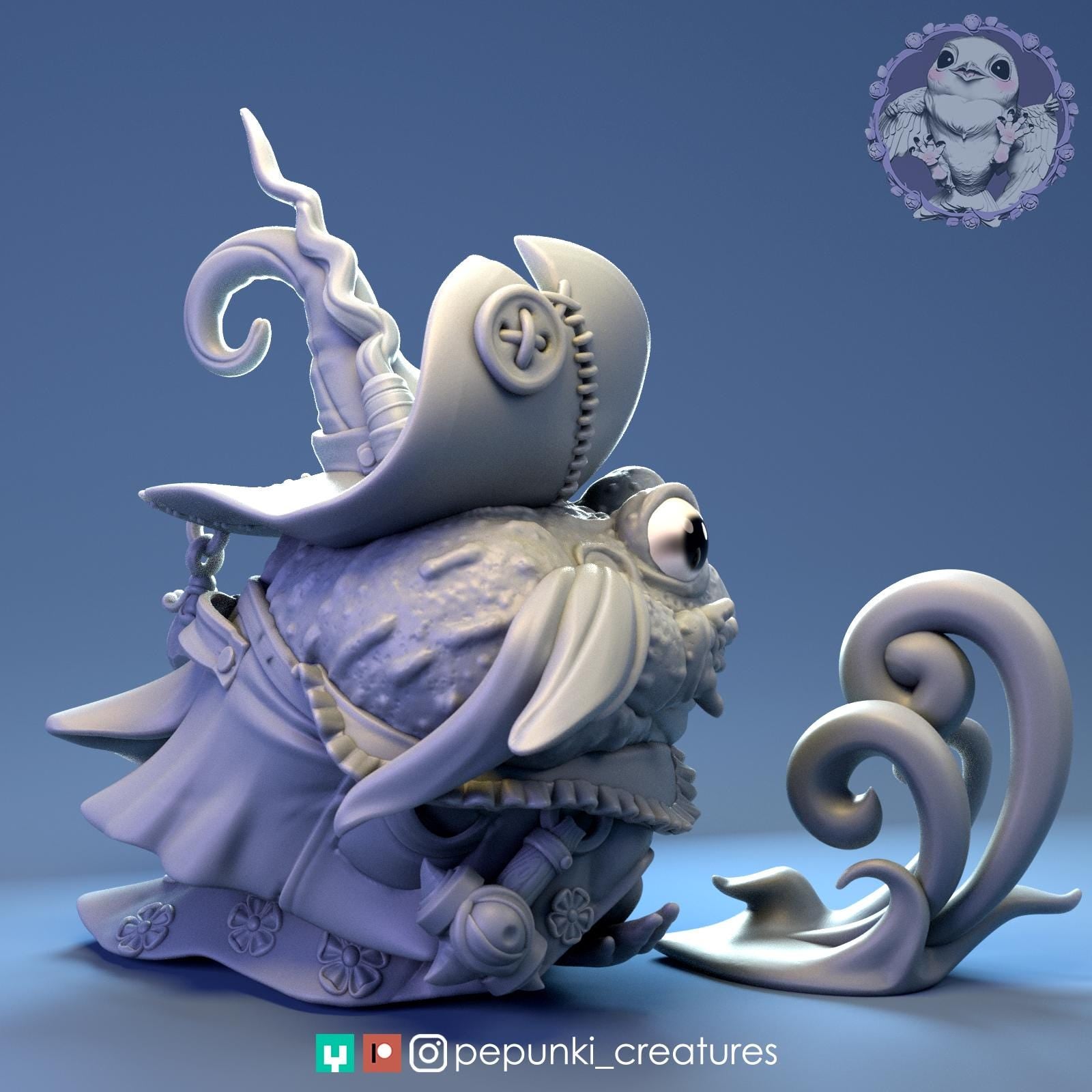 Bullfrog Wizardess | Tabletop Miniature | Pepunki Creatures