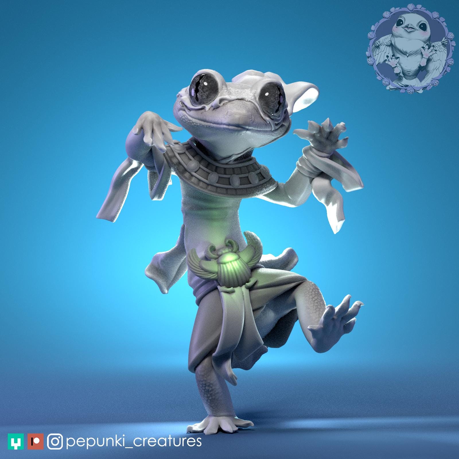 Gecko Mummy | Tabletop Miniature | Pepunki Creatures