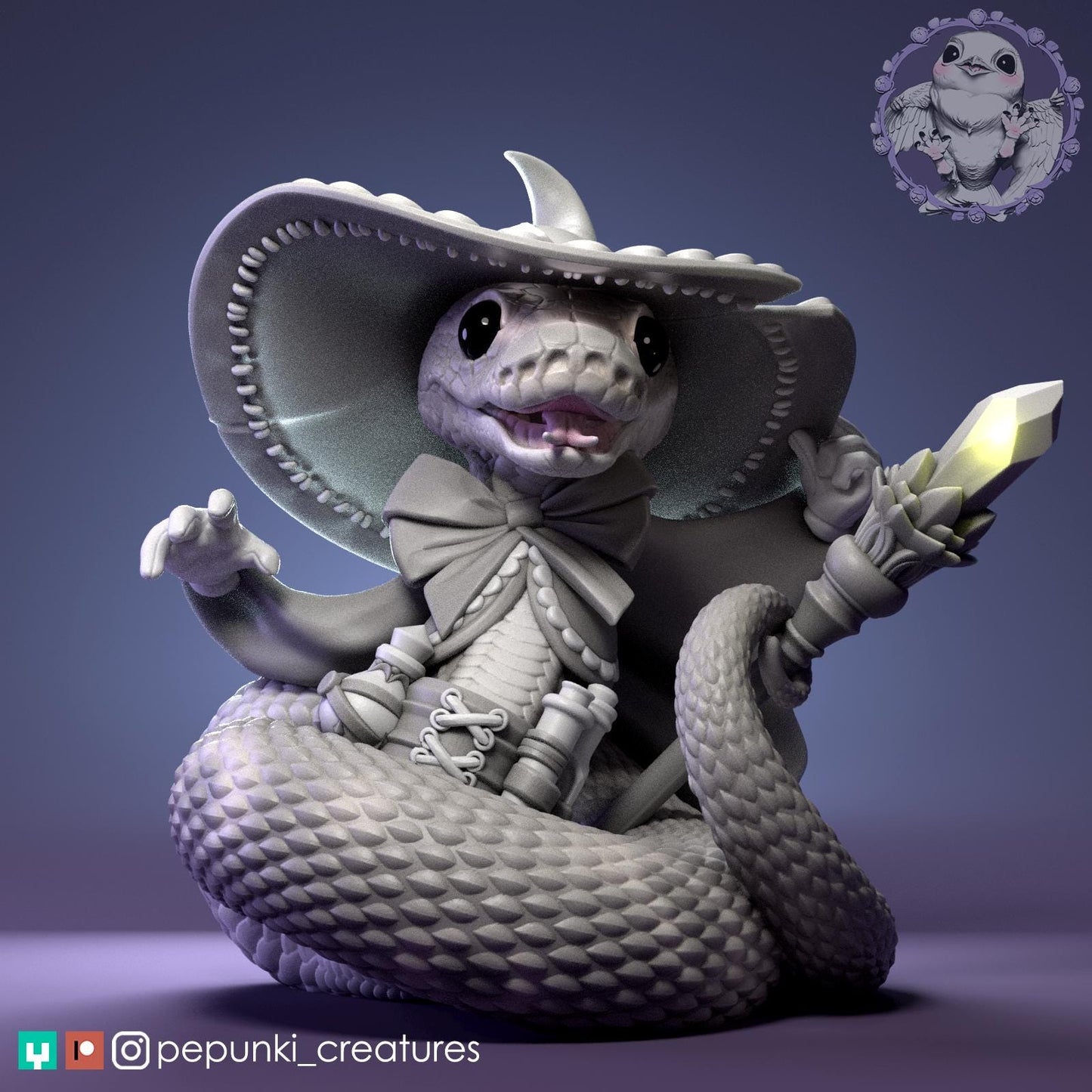 Ball Python Wizard | Tabletop Miniature | Pepunki Creatures