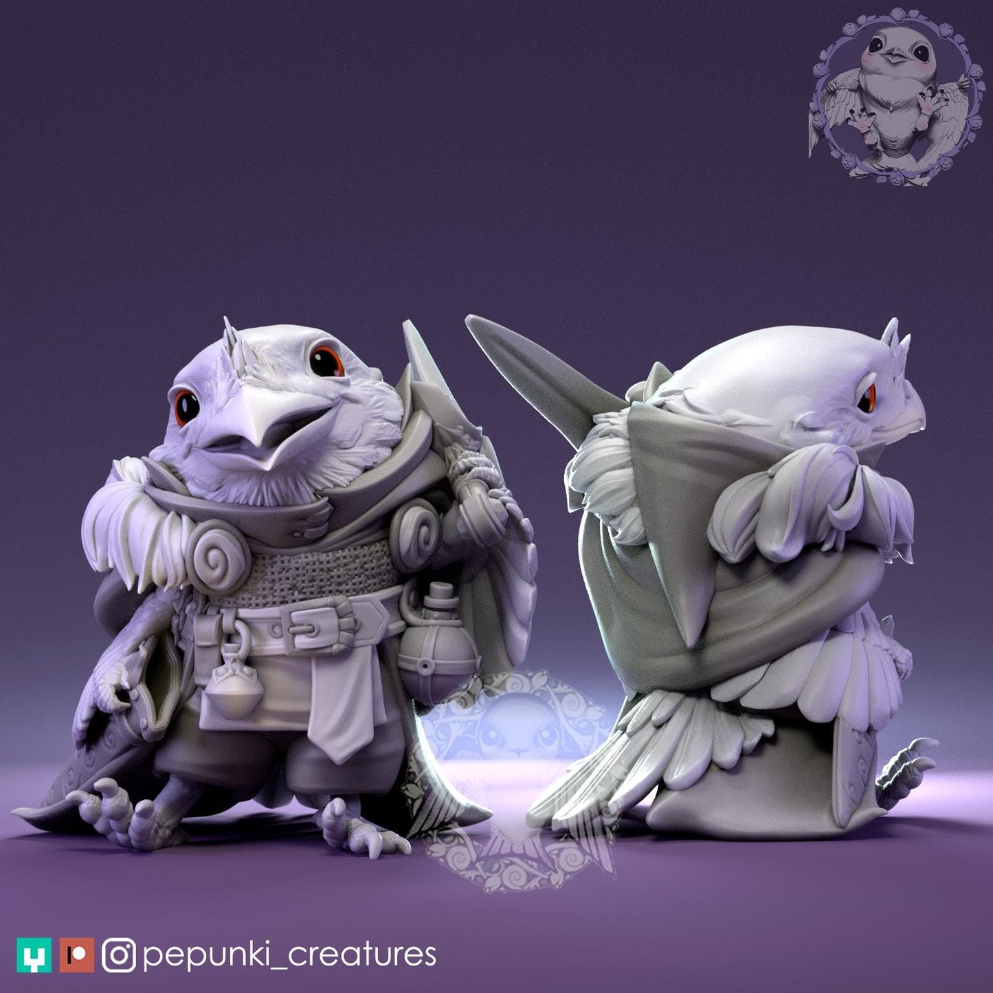 Frogmouth Paladin | Tabletop Miniature | Pepunki Creatures