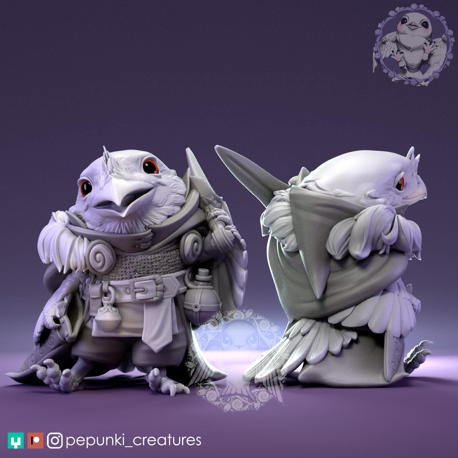 Frogmouth Paladin | Tabletop Miniature | Pepunki Creatures