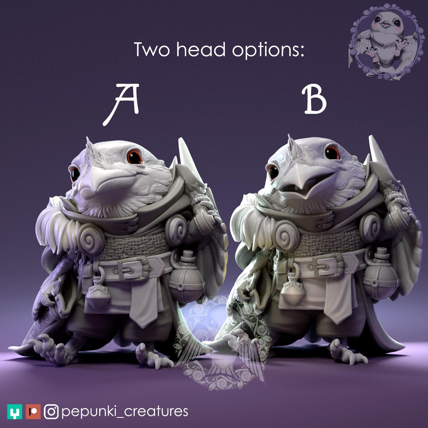 Frogmouth Paladin | Tabletop Miniature | Pepunki Creatures