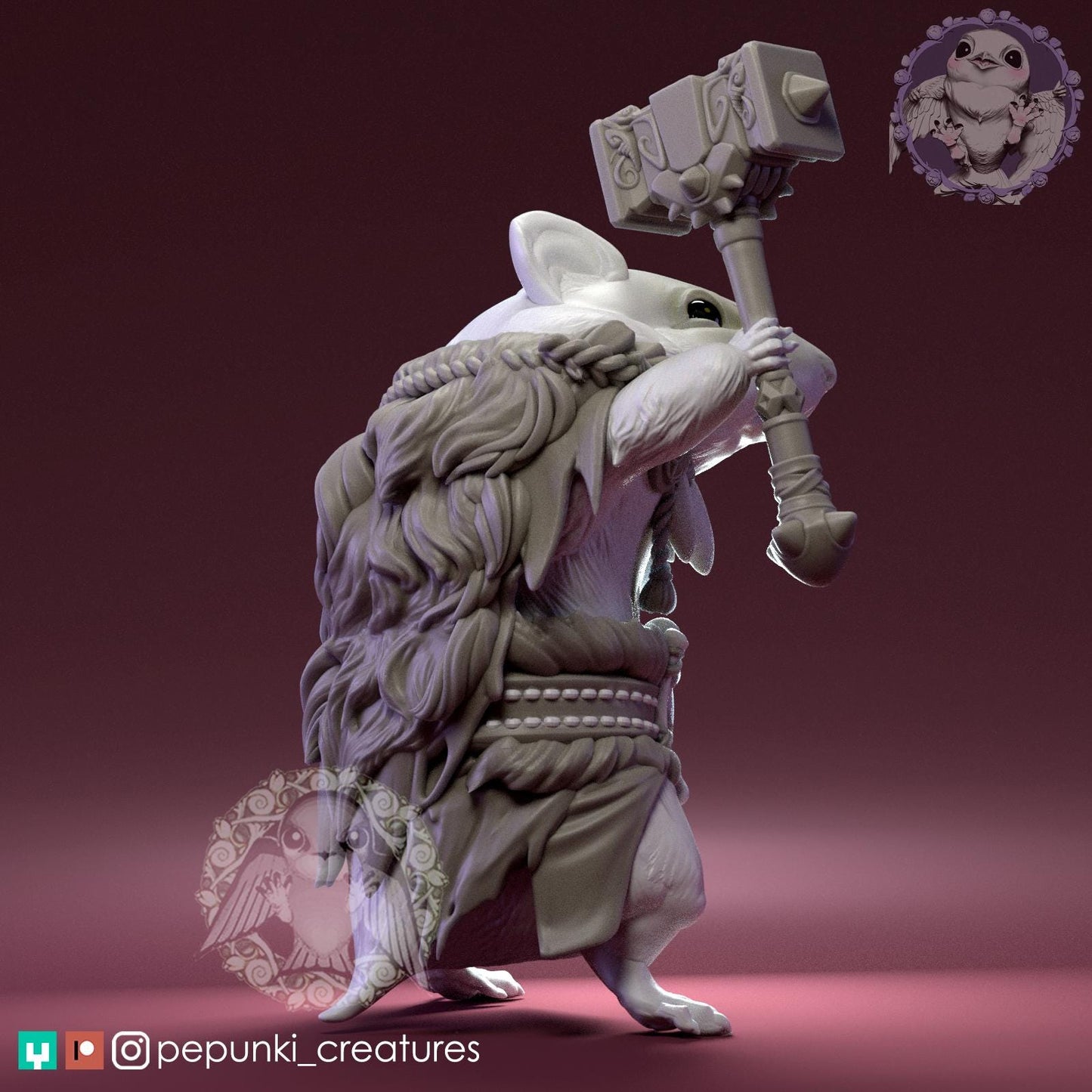 Hamster Barbarian | Tabletop Miniature | Pepunki Creatures