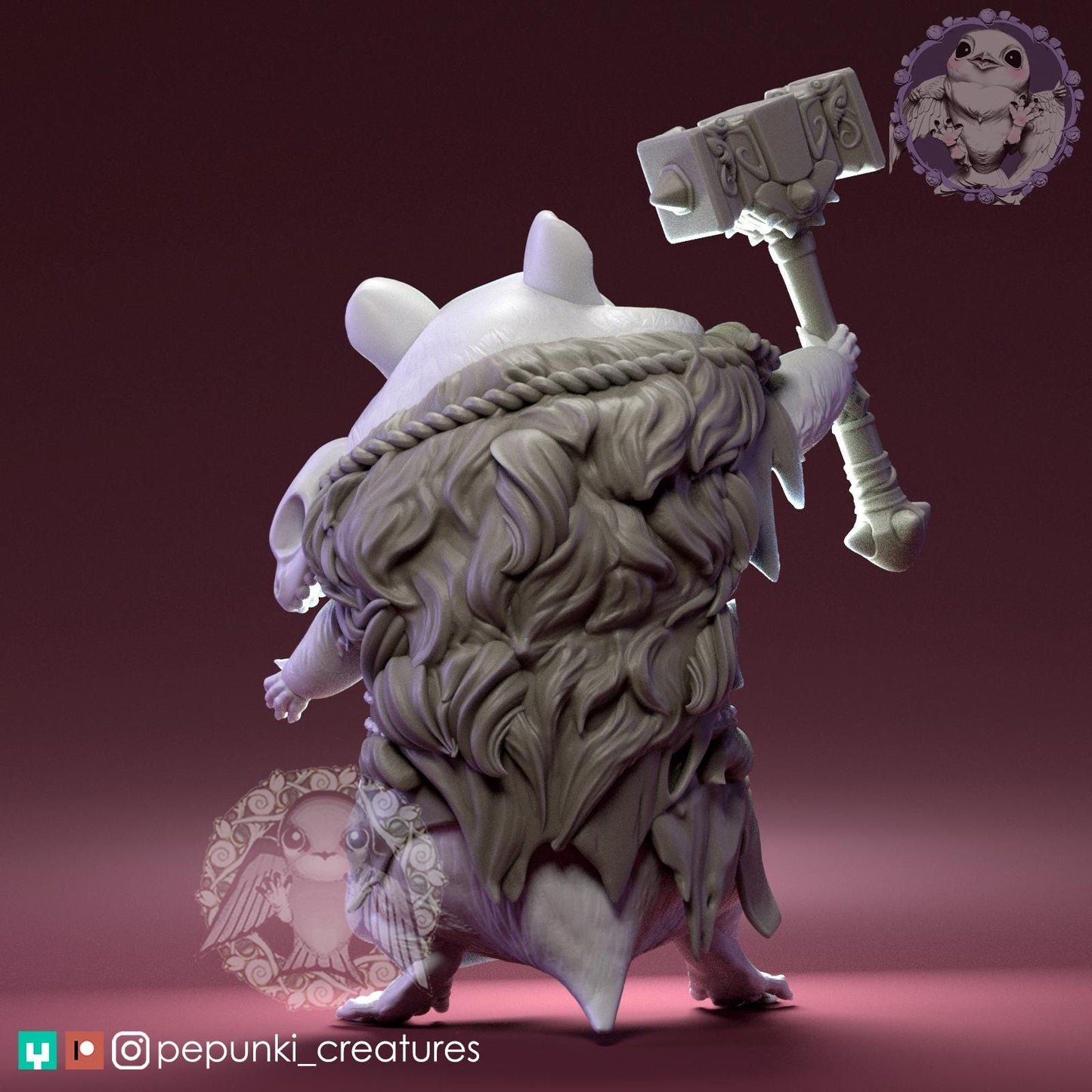Hamster Barbarian | Tabletop Miniature | Pepunki Creatures