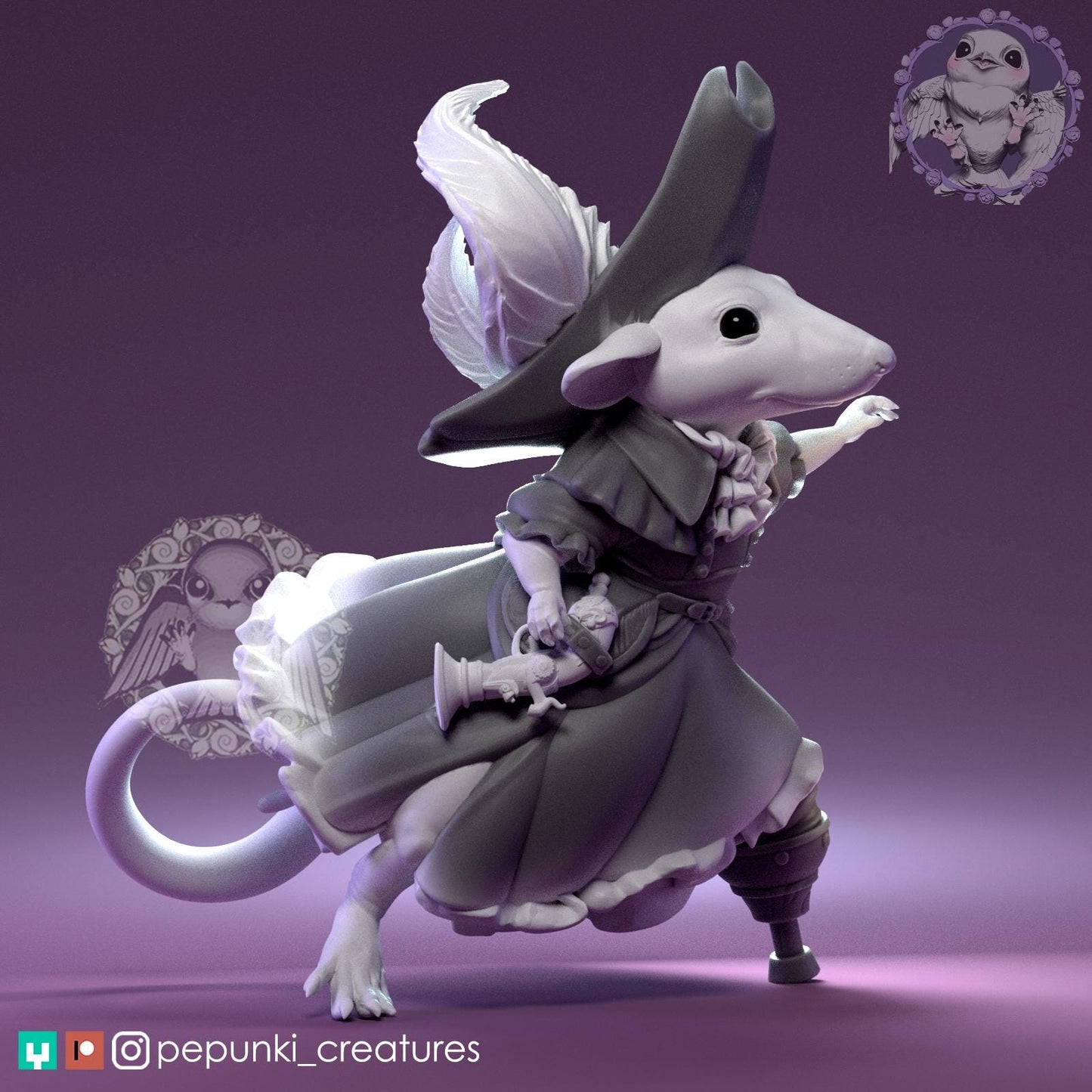Rat Pirate Captain Parsley | Tabletop Miniature | Pepunki Creatures