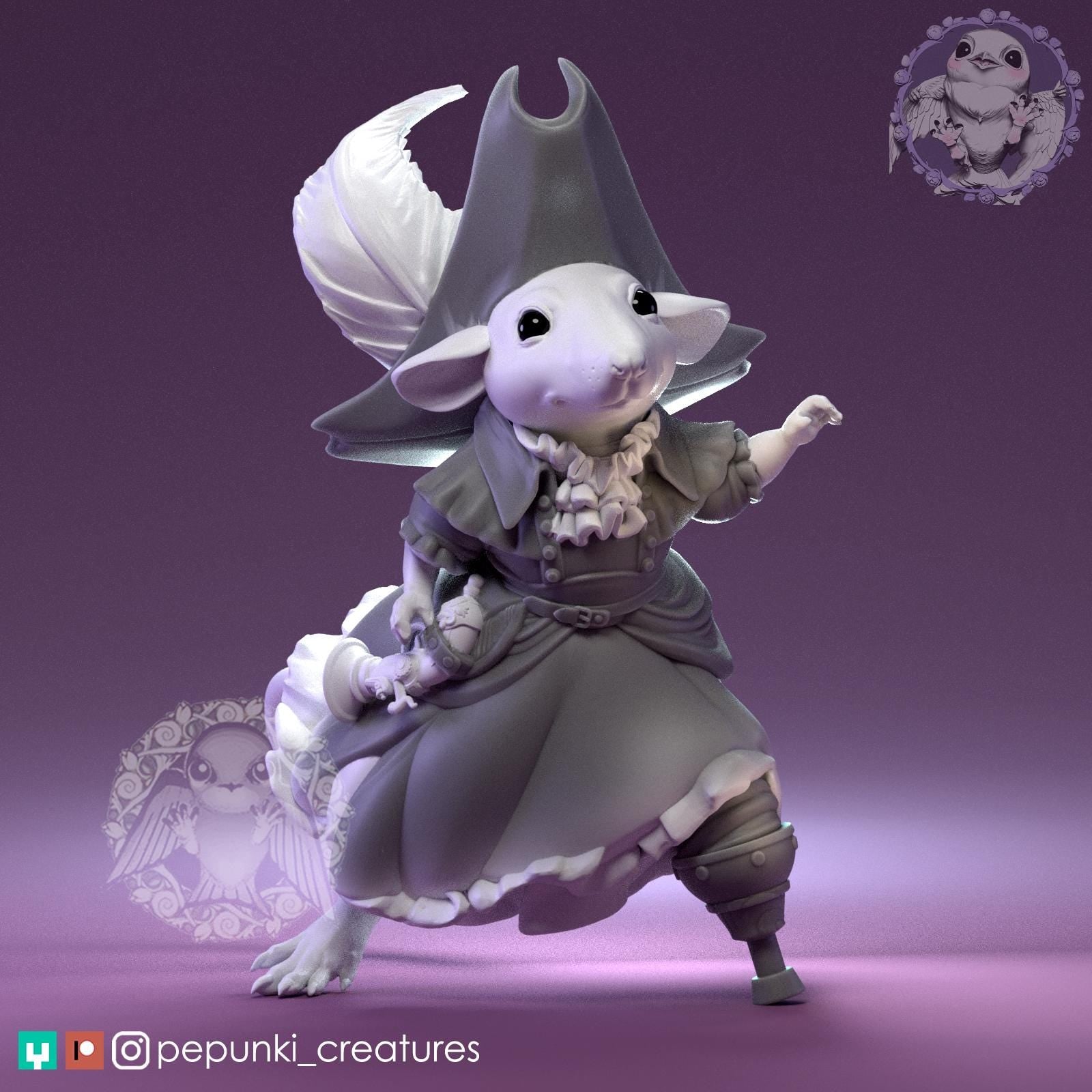 Rat Pirate Captain Parsley | Tabletop Miniature | Pepunki Creatures