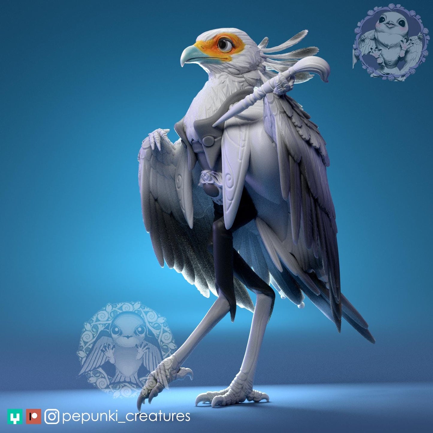Secretary Bird | Tabletop Miniature | Pepunki Creatures