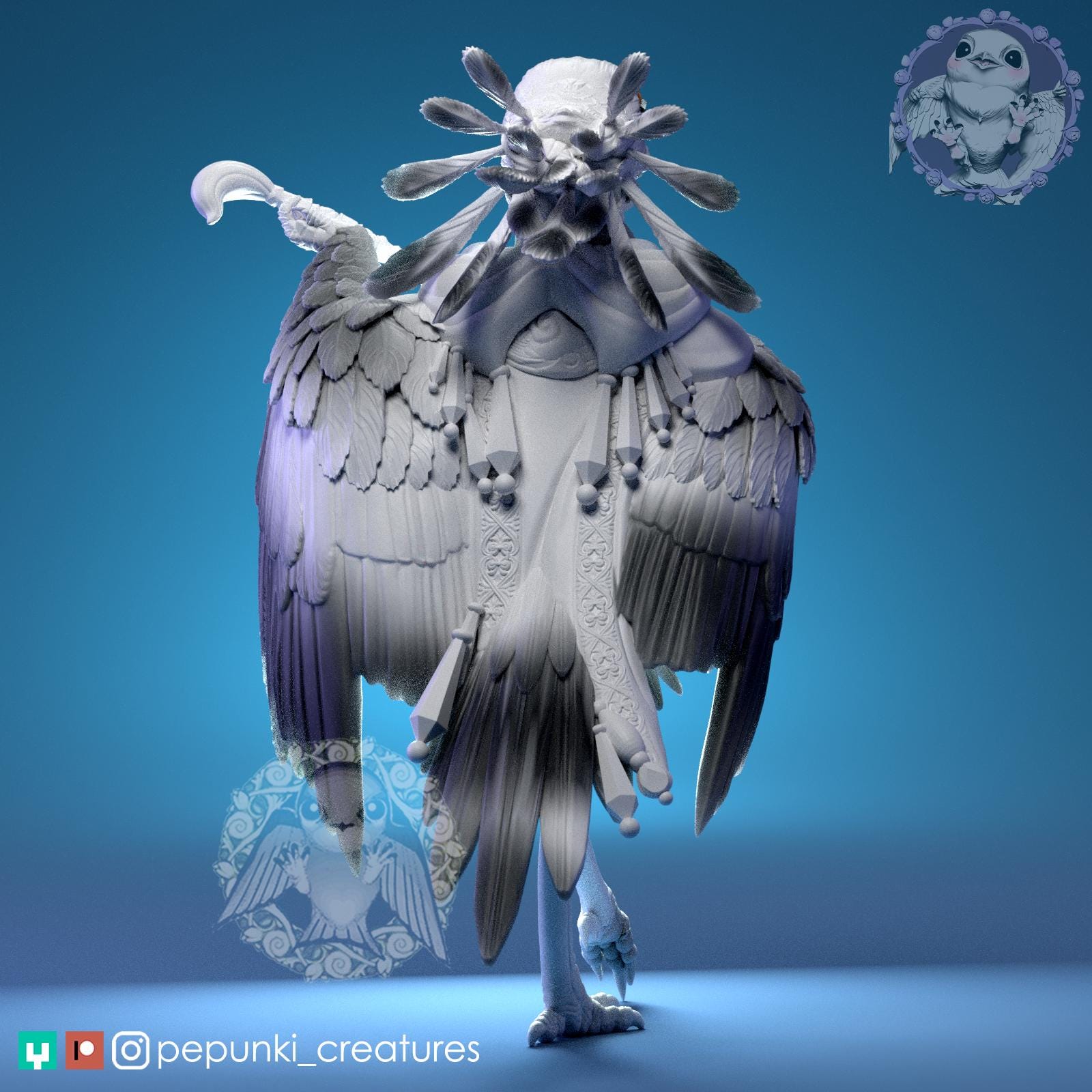 Secretary Bird | Tabletop Miniature | Pepunki Creatures