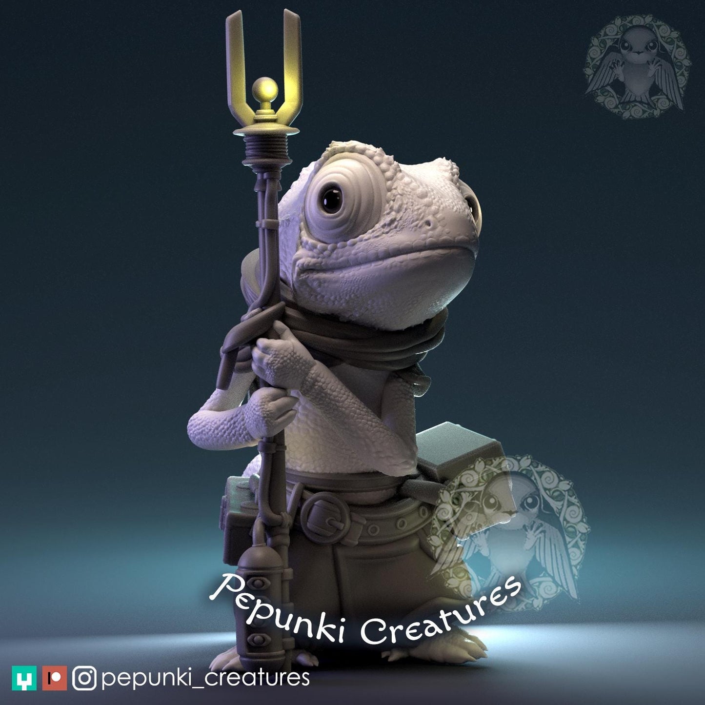 Chameleon Mechanic | Tabletop Miniature | Pepunki Creatures