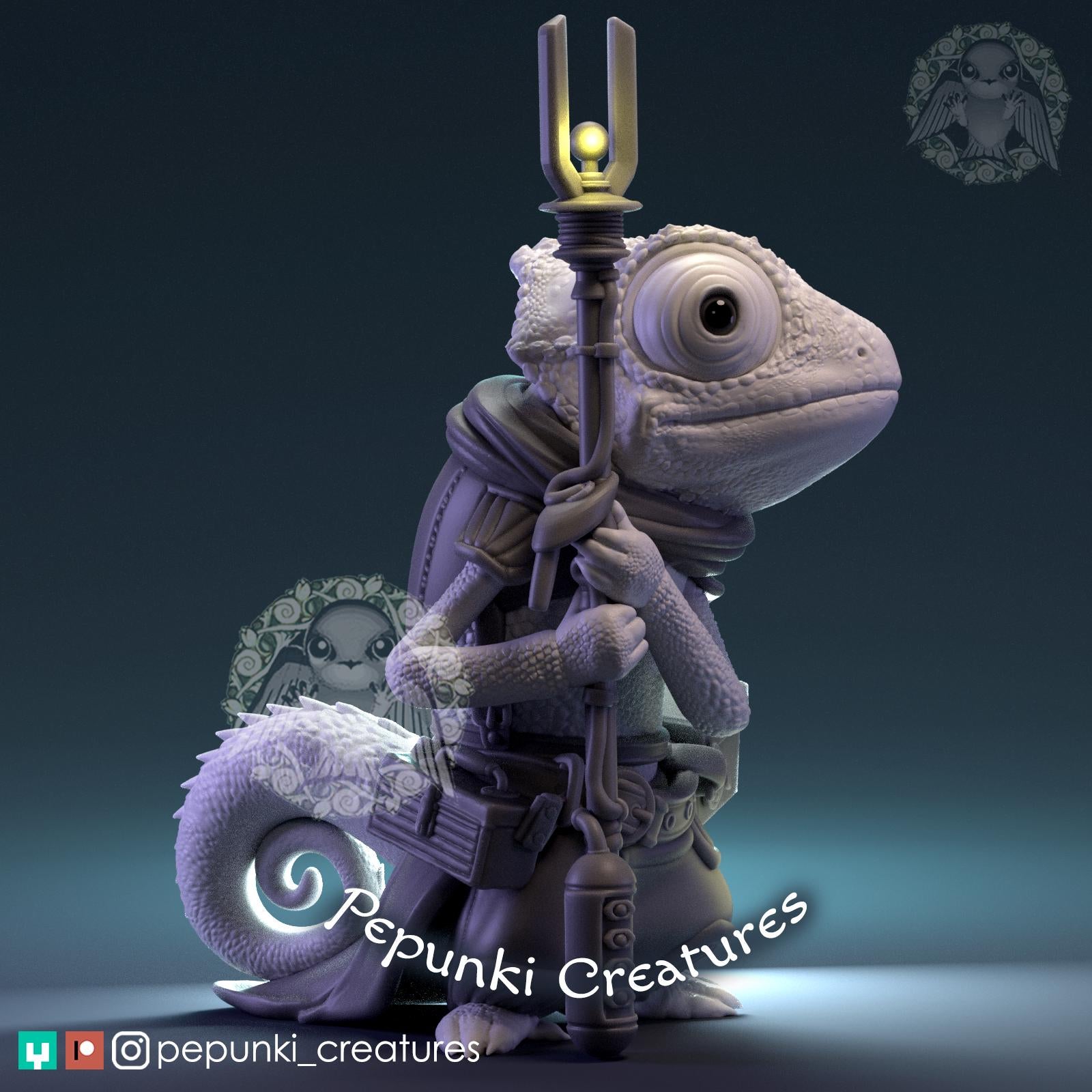 Chameleon Mechanic | Tabletop Miniature | Pepunki Creatures