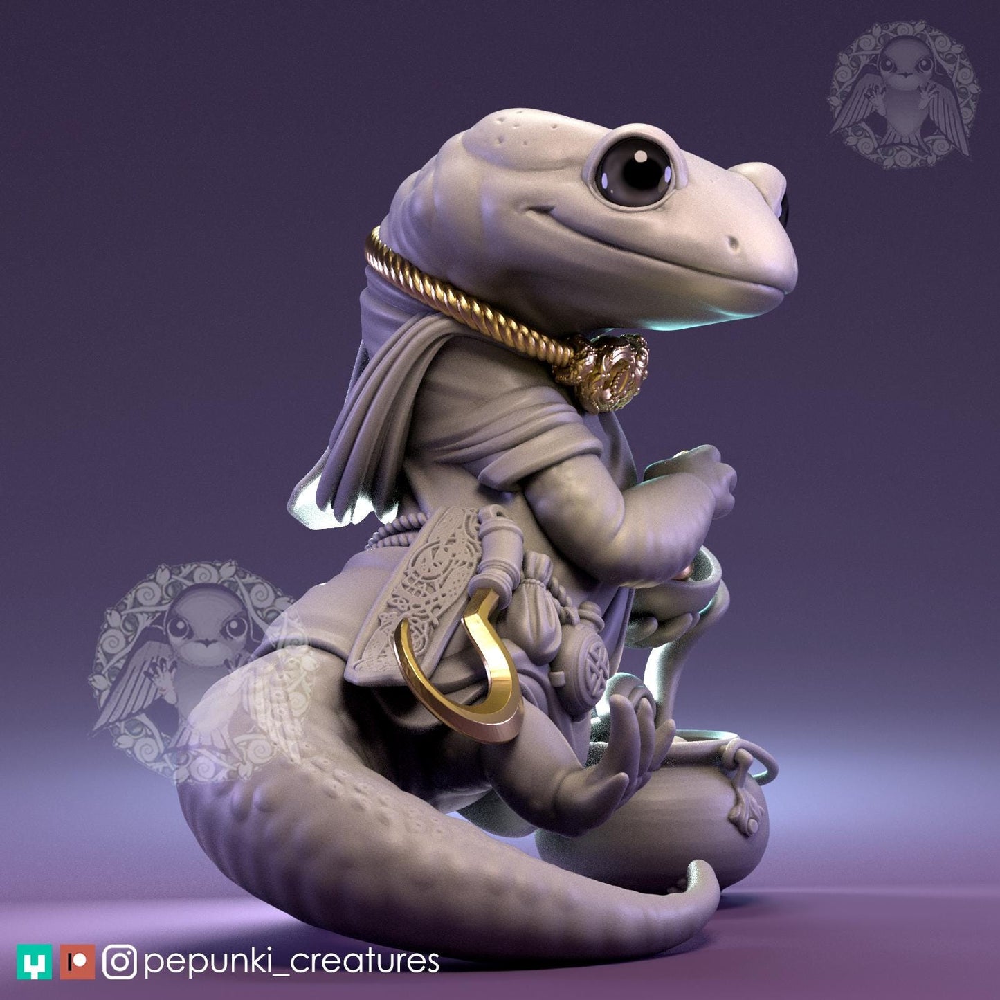 Salamander Celtic Druid | Tabletop Miniature | Pepunki Creatures