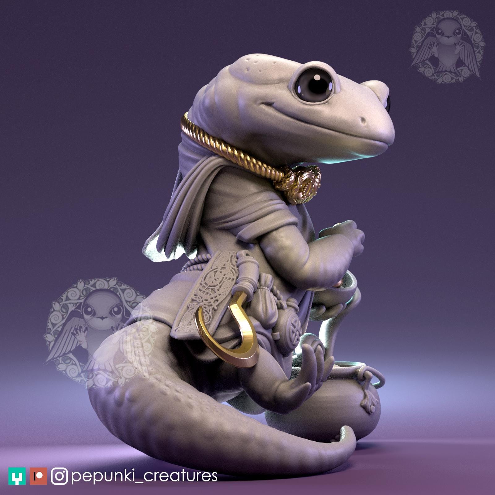 Salamander Celtic Druid | Tabletop Miniature | Pepunki Creatures