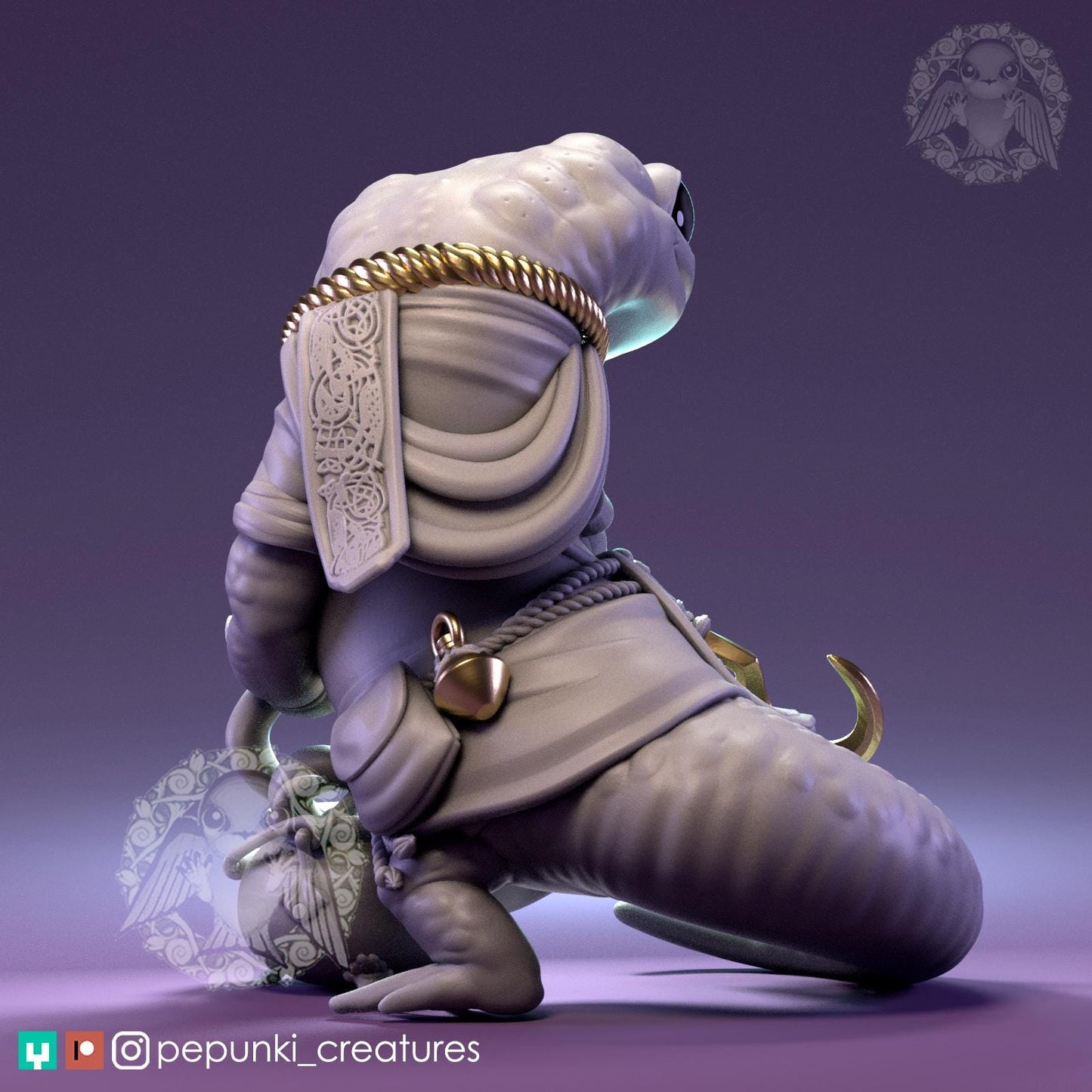 Salamander Celtic Druid | Tabletop Miniature | Pepunki Creatures