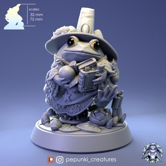 Frog Wizardess Ribbitta Tomatina | Tabletop Miniature | Pepunki Creatures