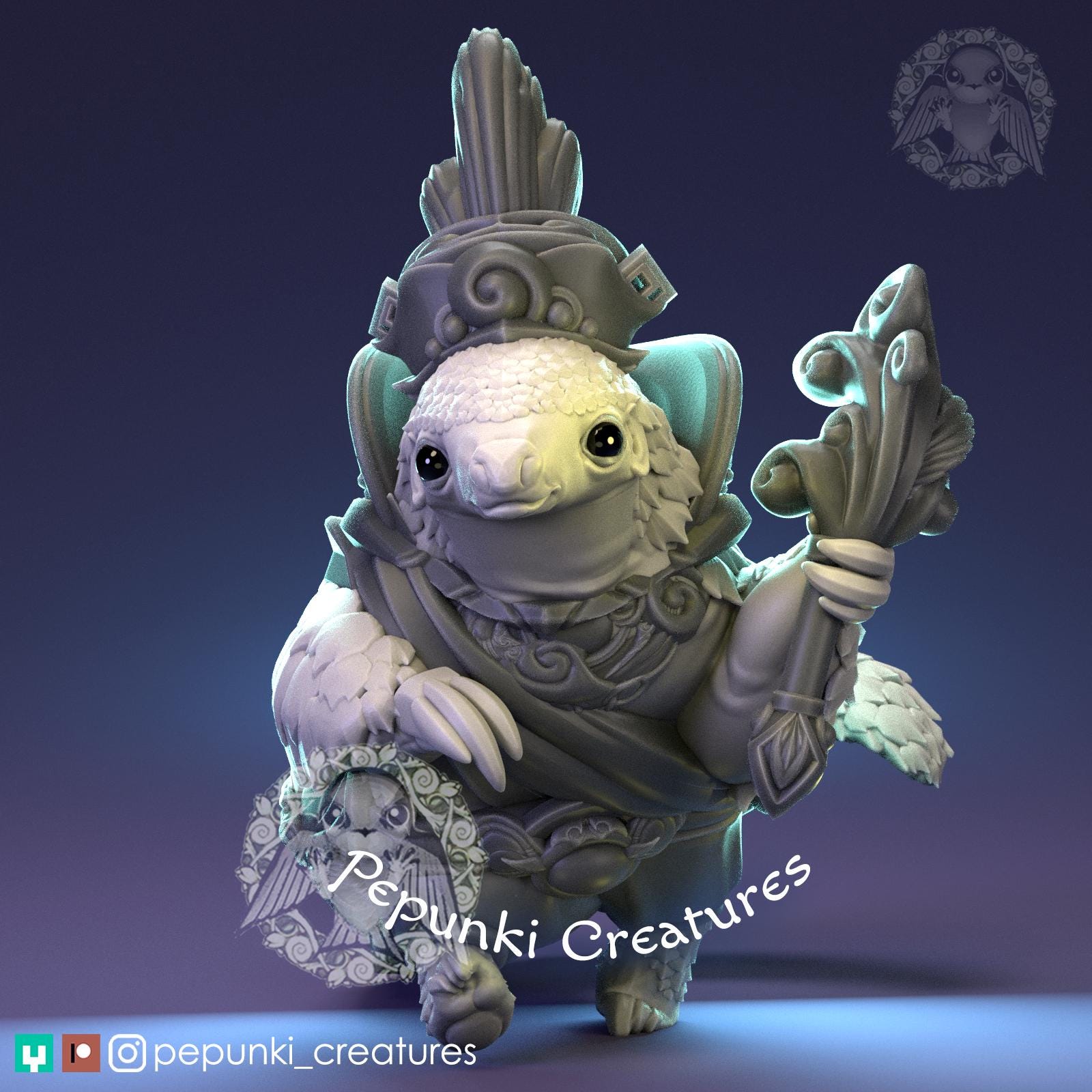 Pangolin Sorcerer | Tabletop Miniature | Pepunki Creatures