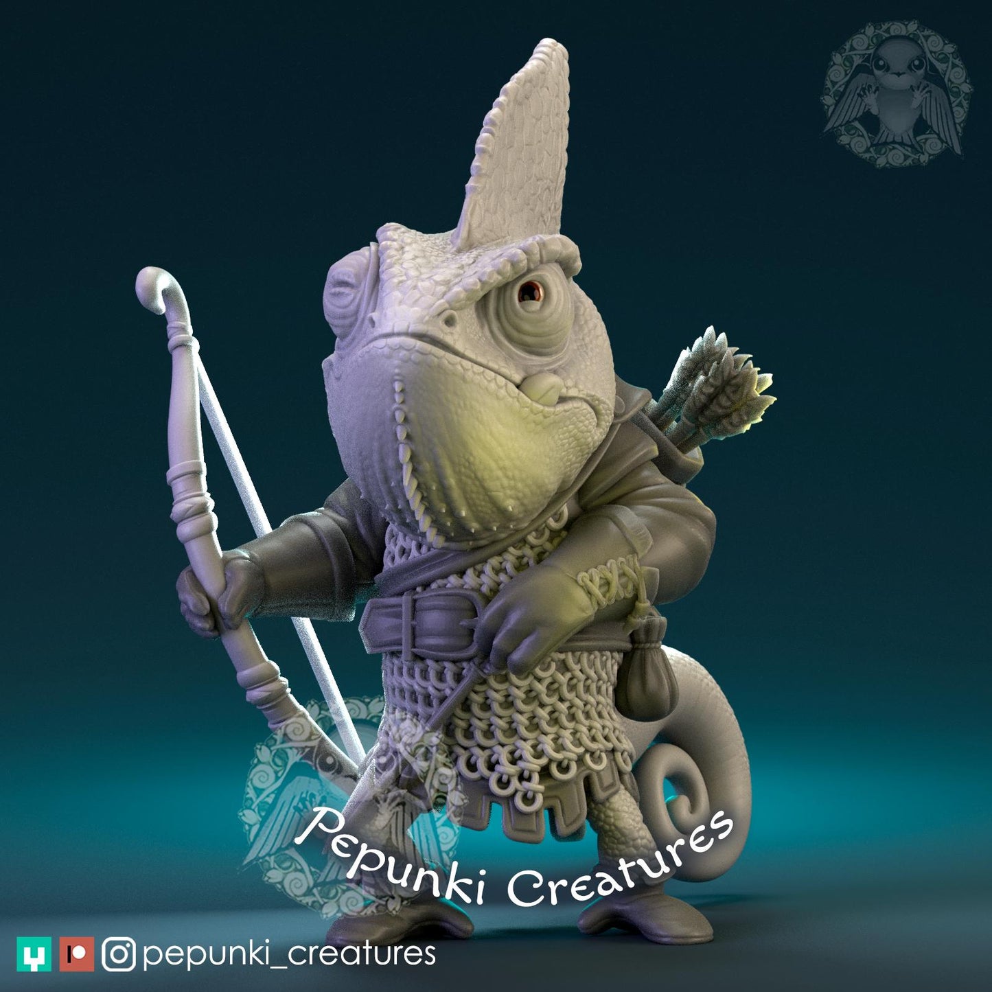 Chameleon Archer | Tabletop Miniature | Pepunki Creatures