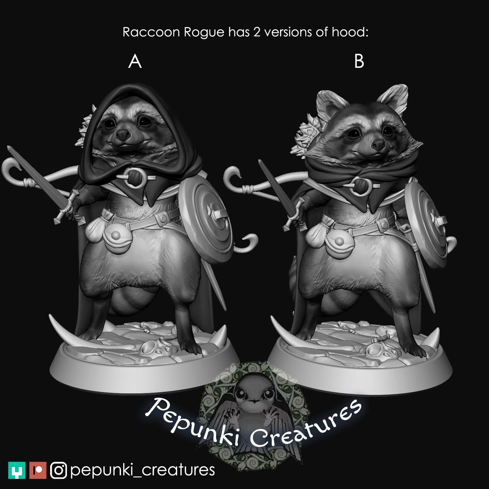 Raccoon Rogue | Tabletop Miniature | Pepunki Creatures
