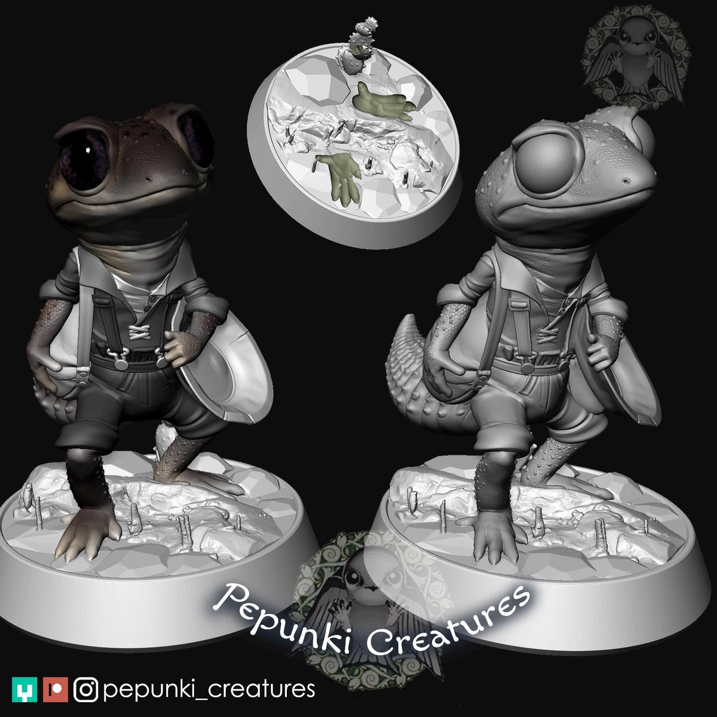 Gold Panning Gecko | Tabletop Miniature | Pepunki Creatures