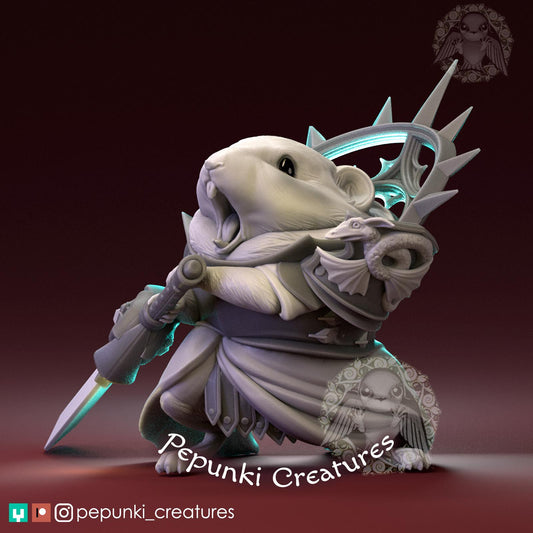 Pika Cleric Warrior | Tabletop Miniature | Pepunki Creatures