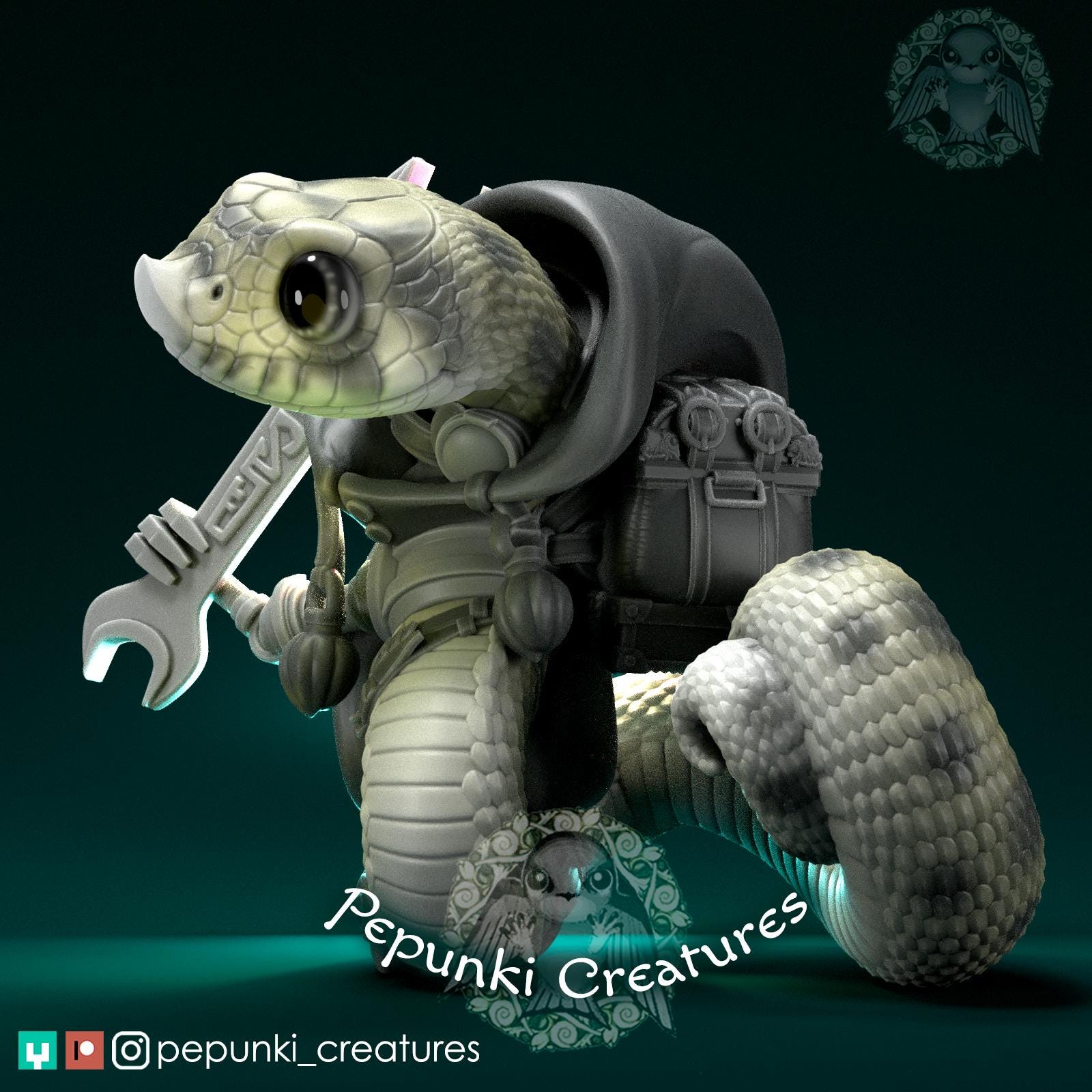 Hognose Snake Mechanic | Tabletop Miniature | Pepunki Creatures