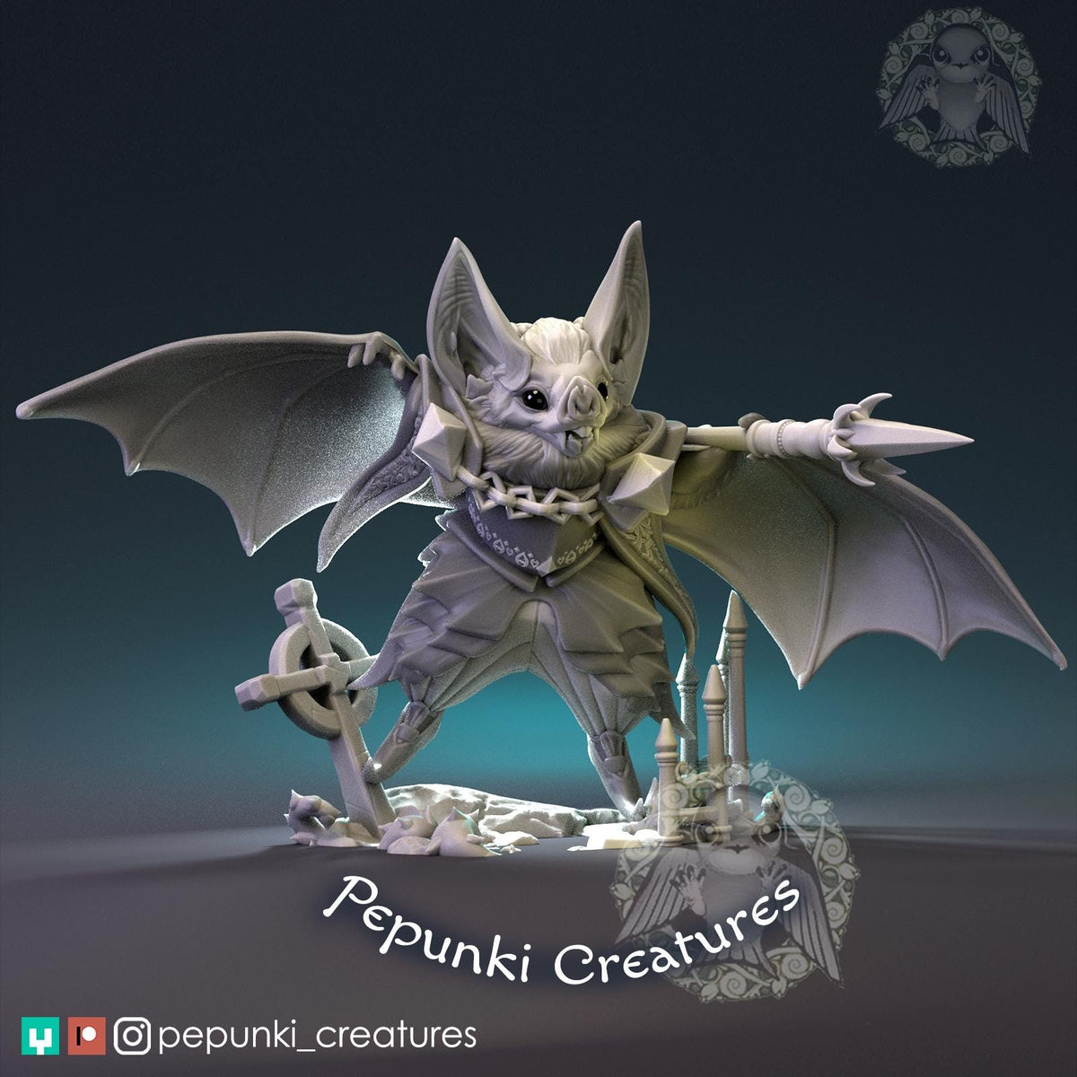 Vampire Bat Warrior | Tabletop Miniature | Pepunki Creatures