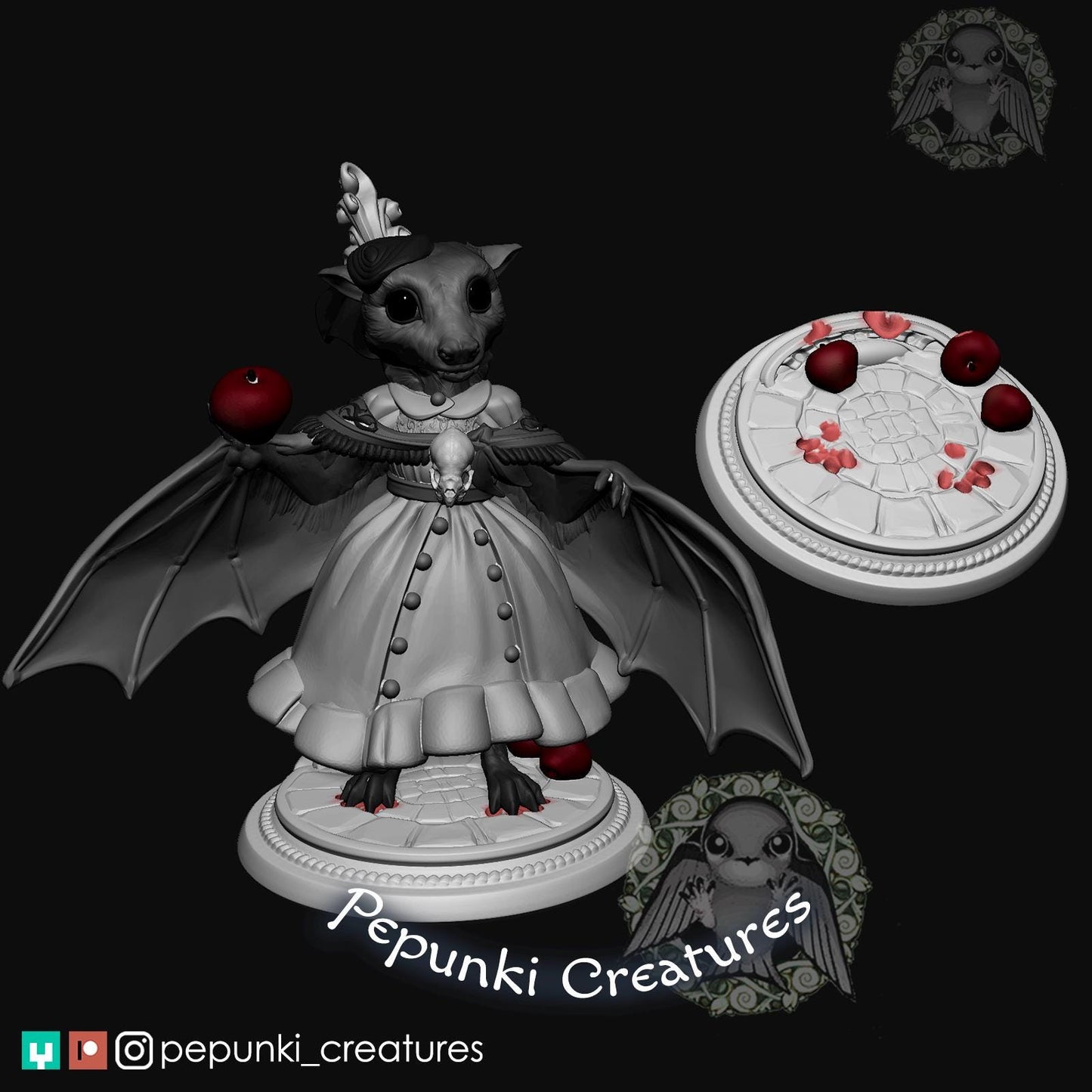 Fruit Bat Lady | Tabletop Miniature | Pepunki Creatures