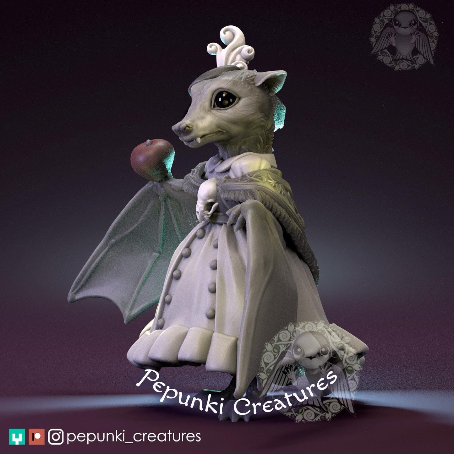 Fruit Bat Lady | Tabletop Miniature | Pepunki Creatures