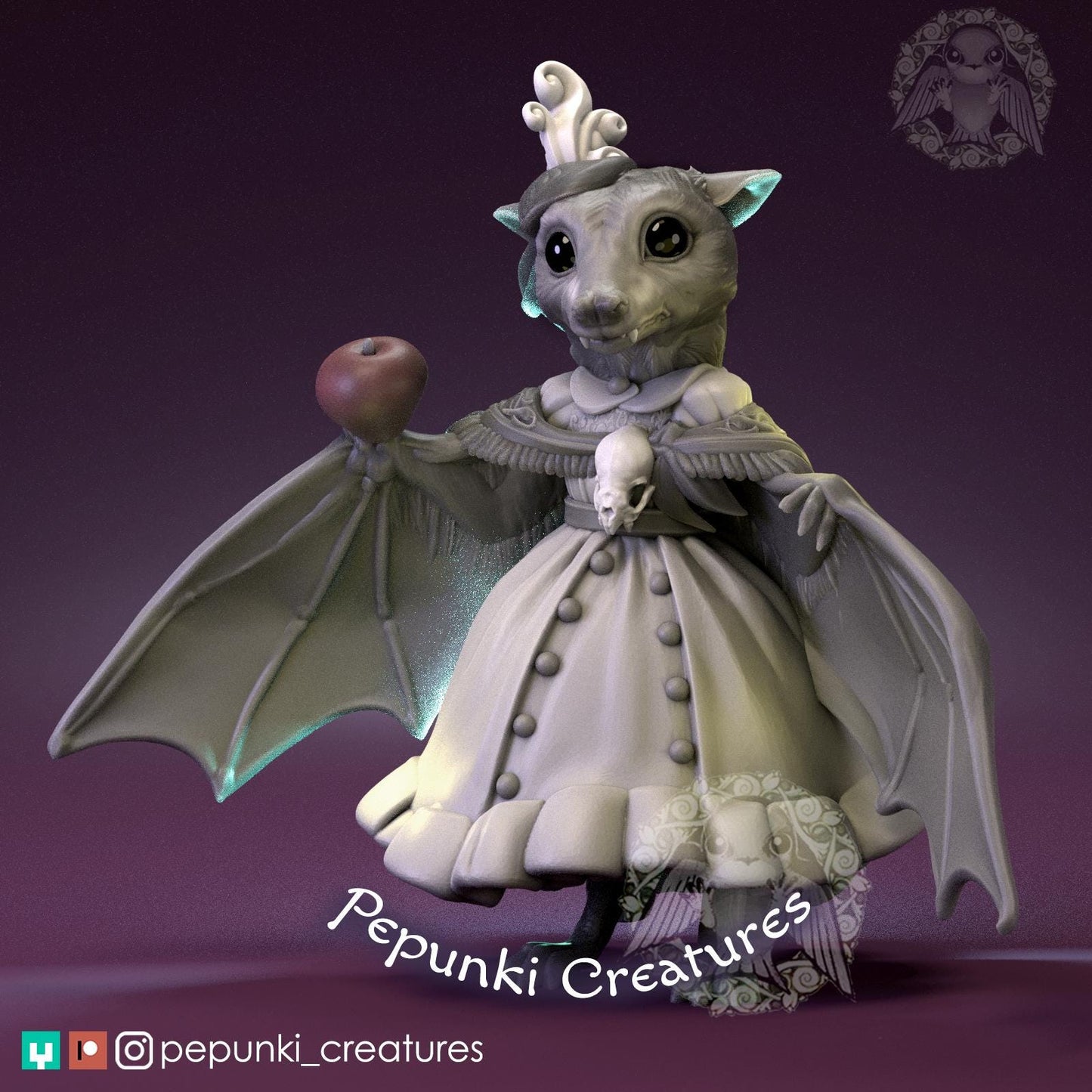 Fruit Bat Lady | Tabletop Miniature | Pepunki Creatures