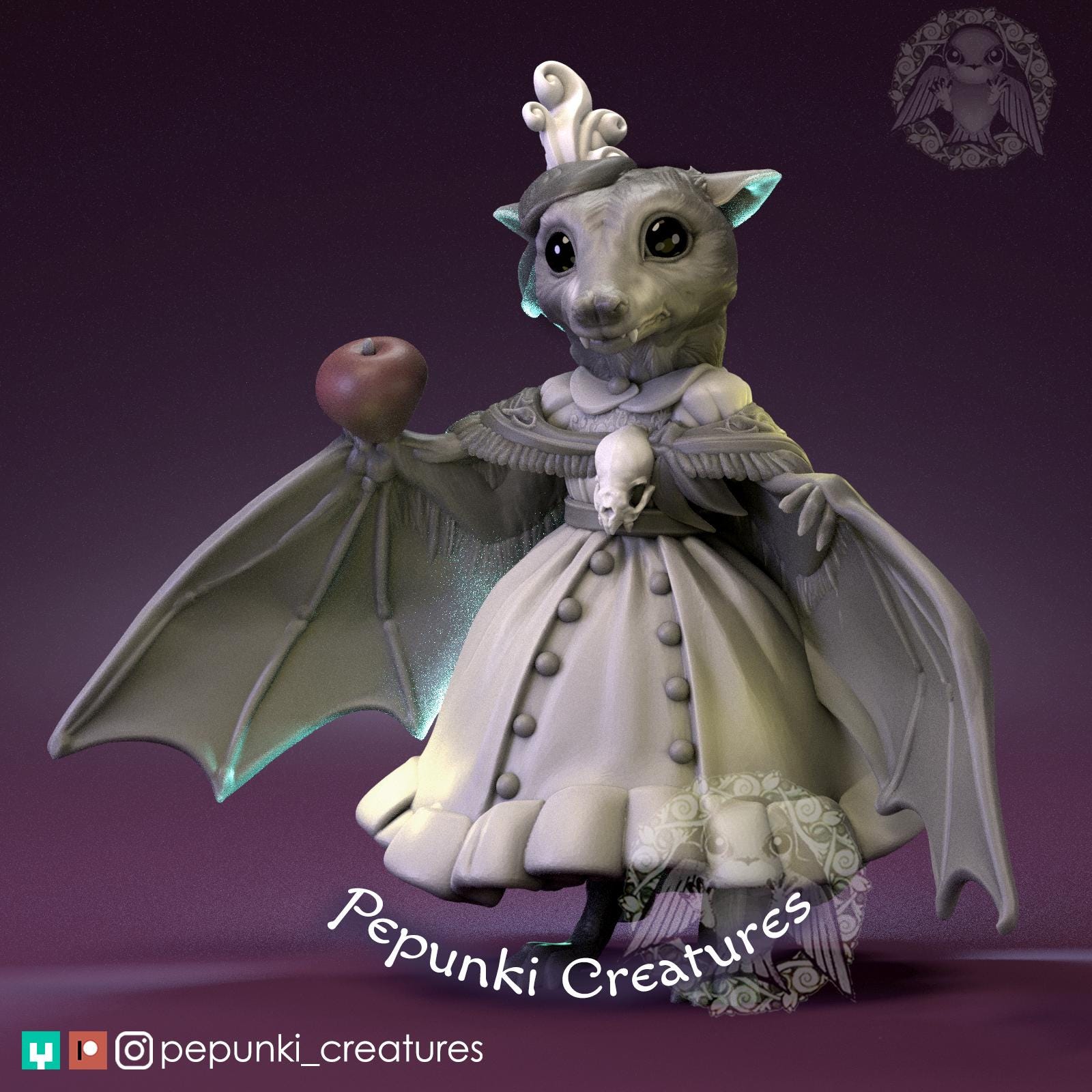 Fruit Bat Lady | Tabletop Miniature | Pepunki Creatures