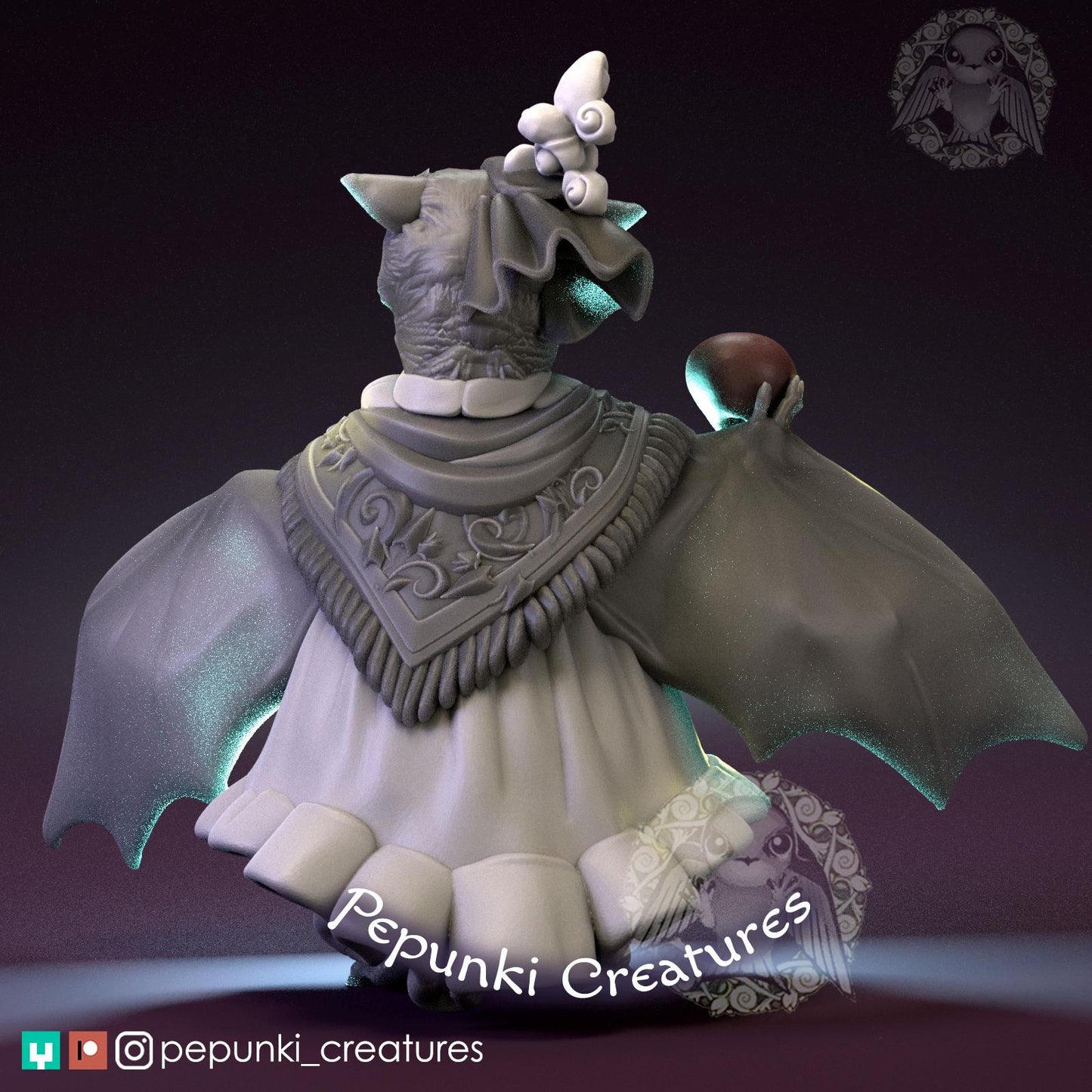 Fruit Bat Lady | Tabletop Miniature | Pepunki Creatures