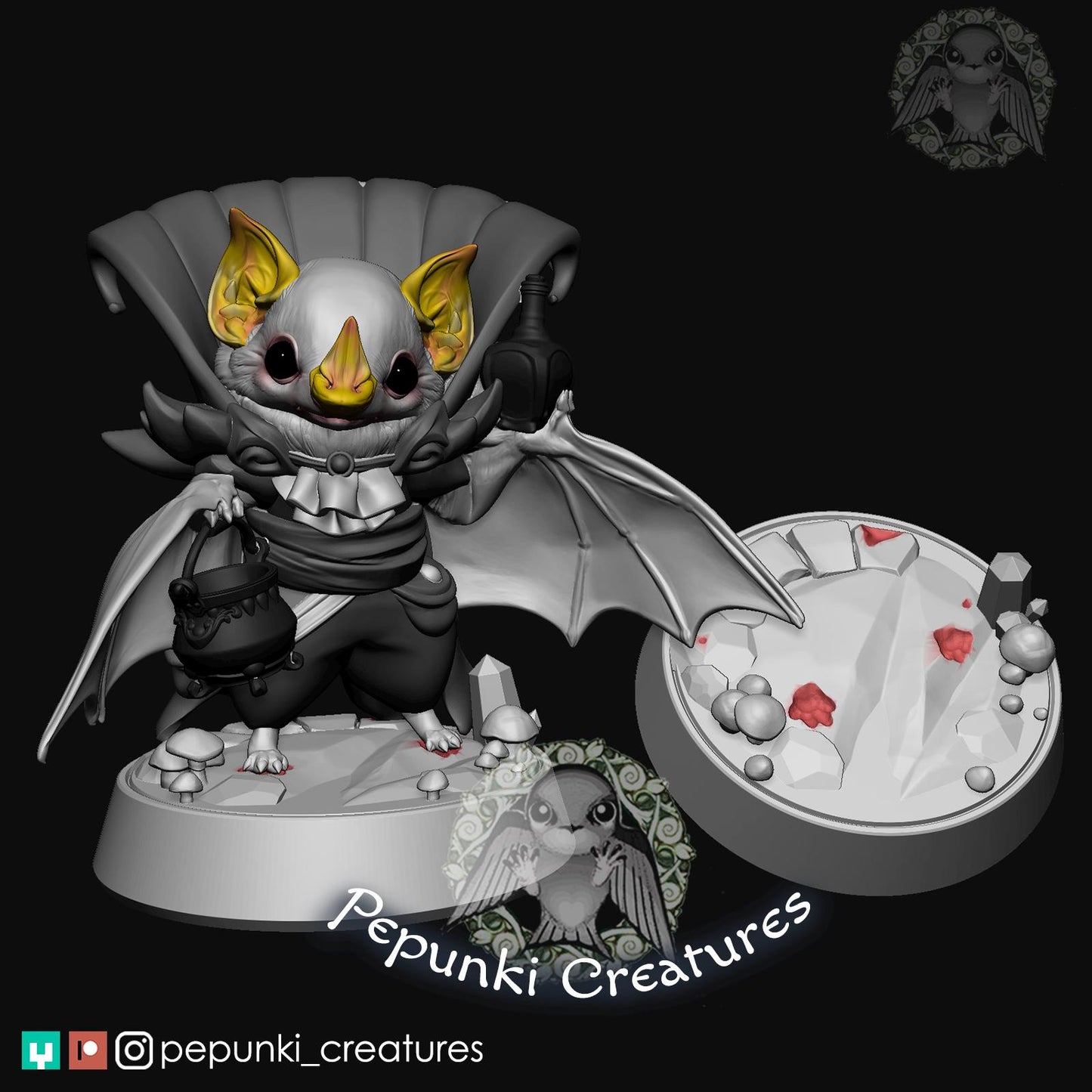 Honduran White Bat Butler | Tabletop Miniature | Pepunki Creatures