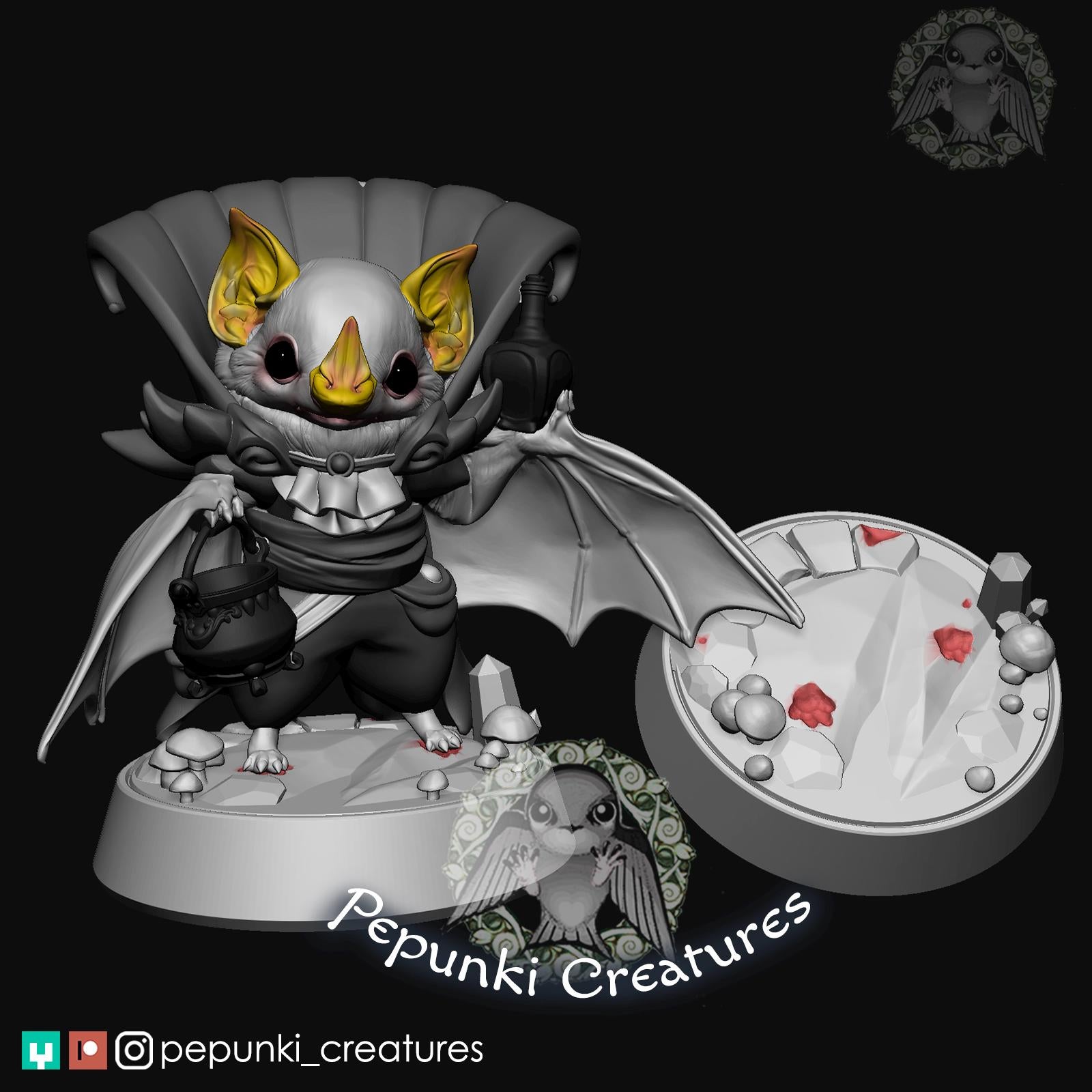 Honduran White Bat Butler | Tabletop Miniature | Pepunki Creatures