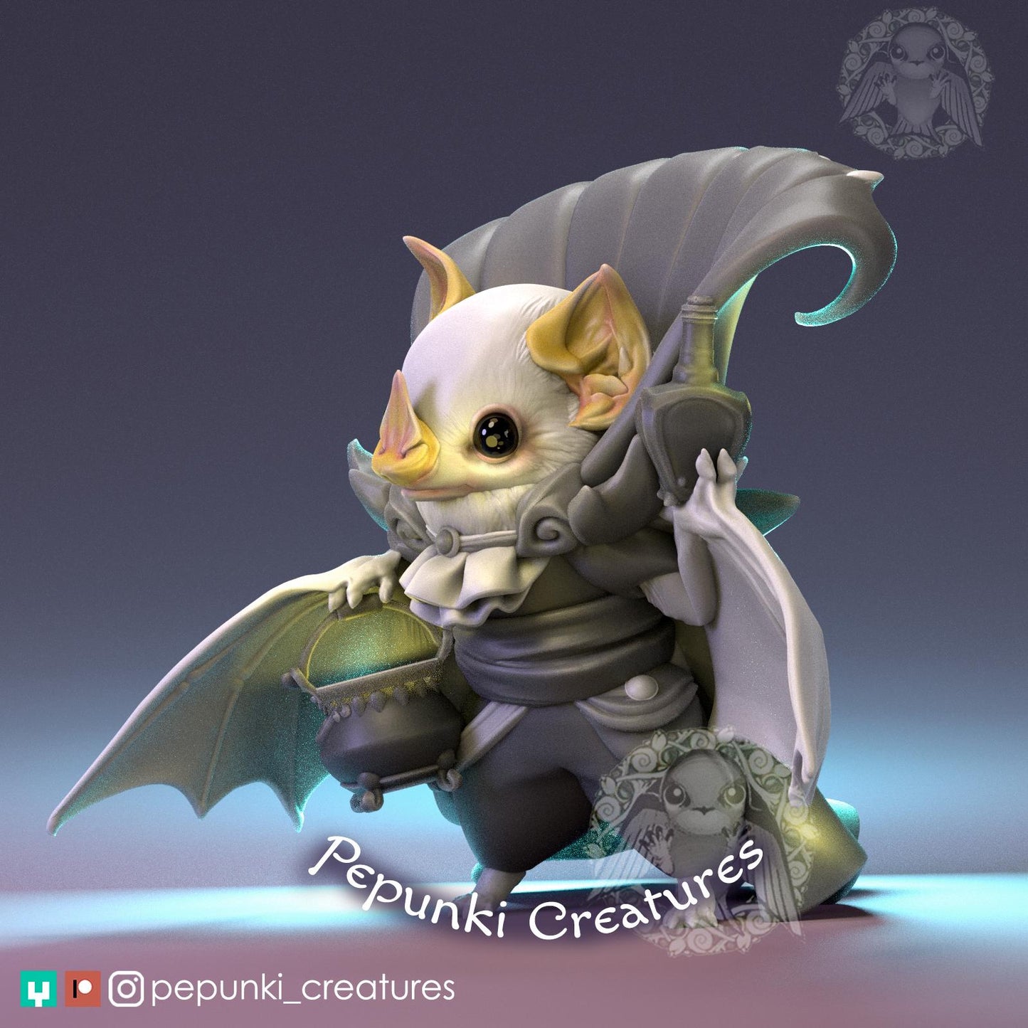 Honduran White Bat Butler | Tabletop Miniature | Pepunki Creatures