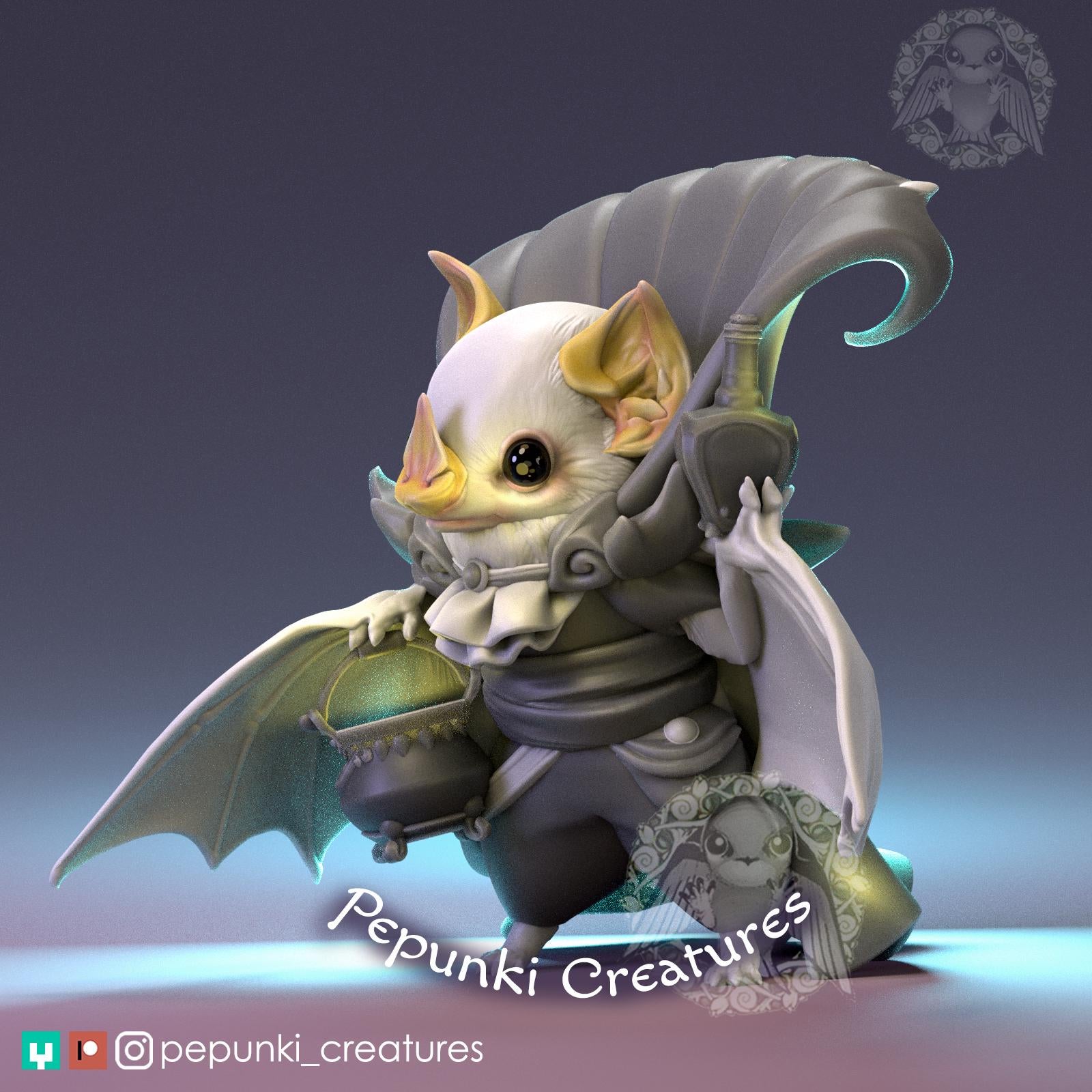 Honduran White Bat Butler | Tabletop Miniature | Pepunki Creatures