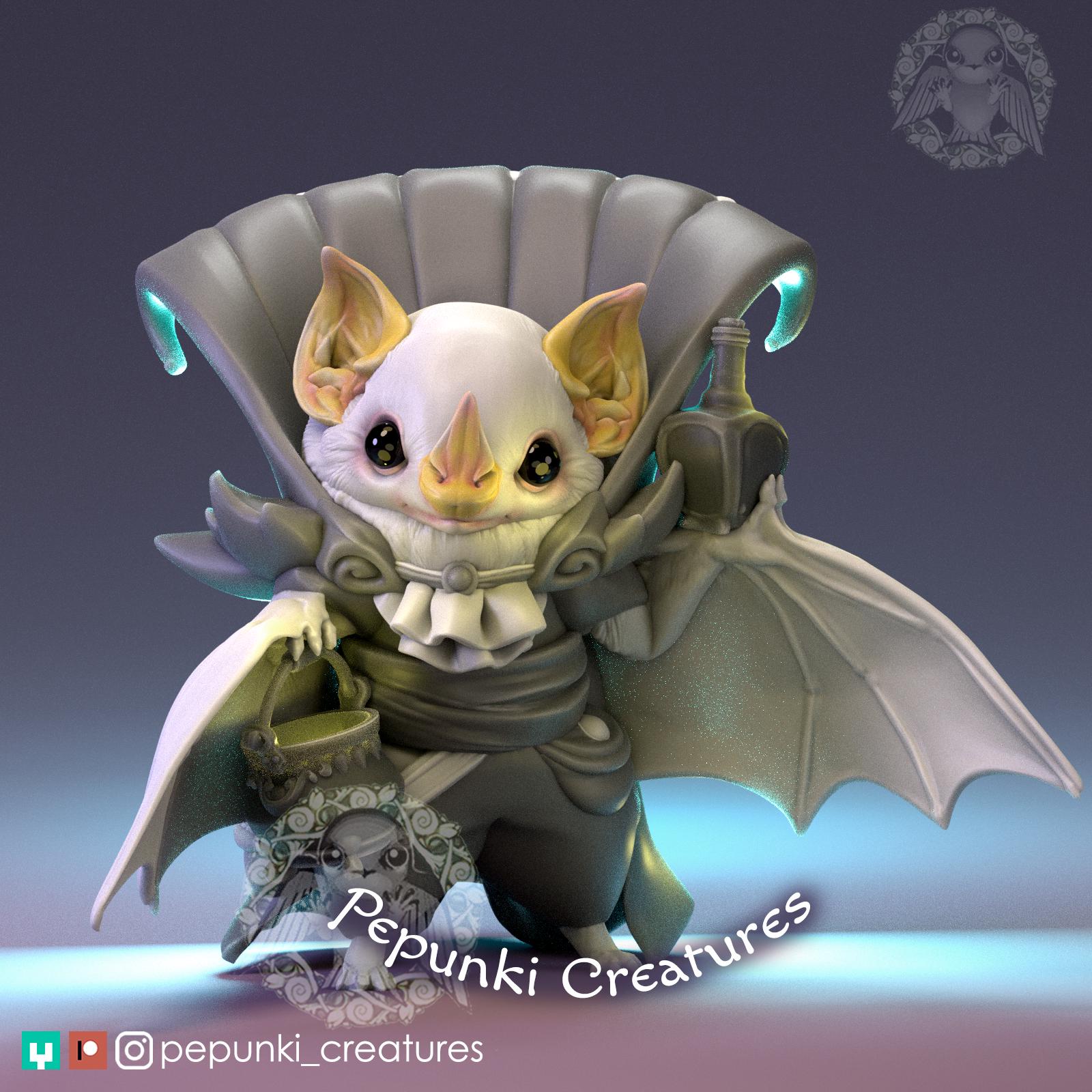 Honduran White Bat Butler | Tabletop Miniature | Pepunki Creatures