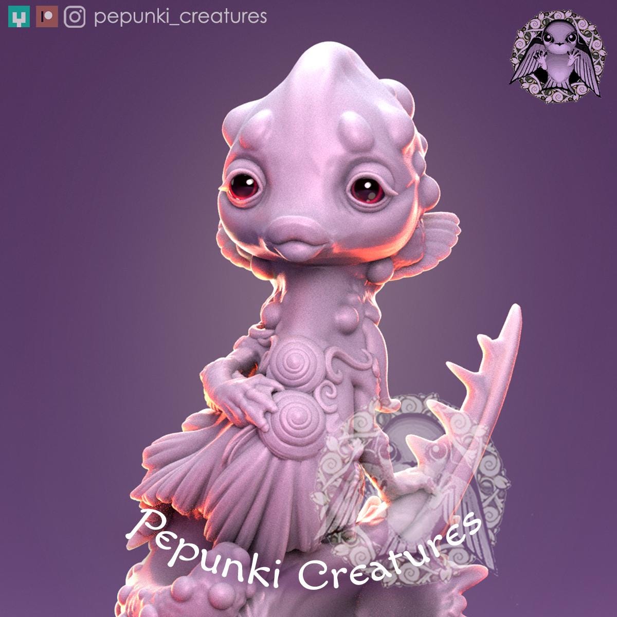 Seahorse Lady | Tabletop Miniature | Pepunki Creatures