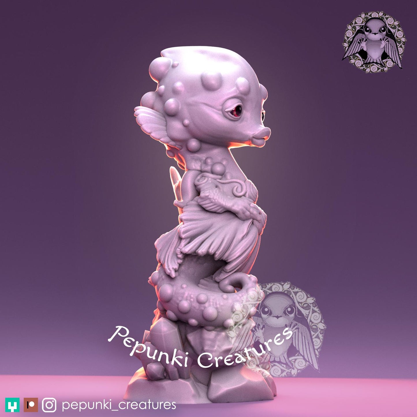 Seahorse Lady | Tabletop Miniature | Pepunki Creatures
