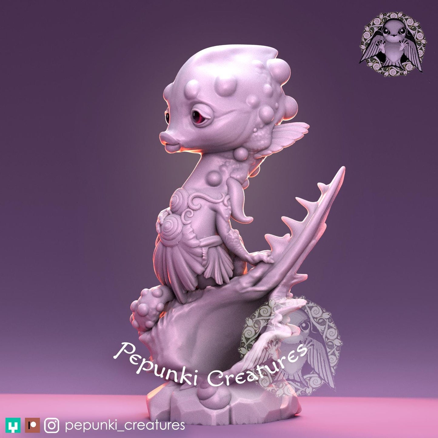 Seahorse Lady | Tabletop Miniature | Pepunki Creatures