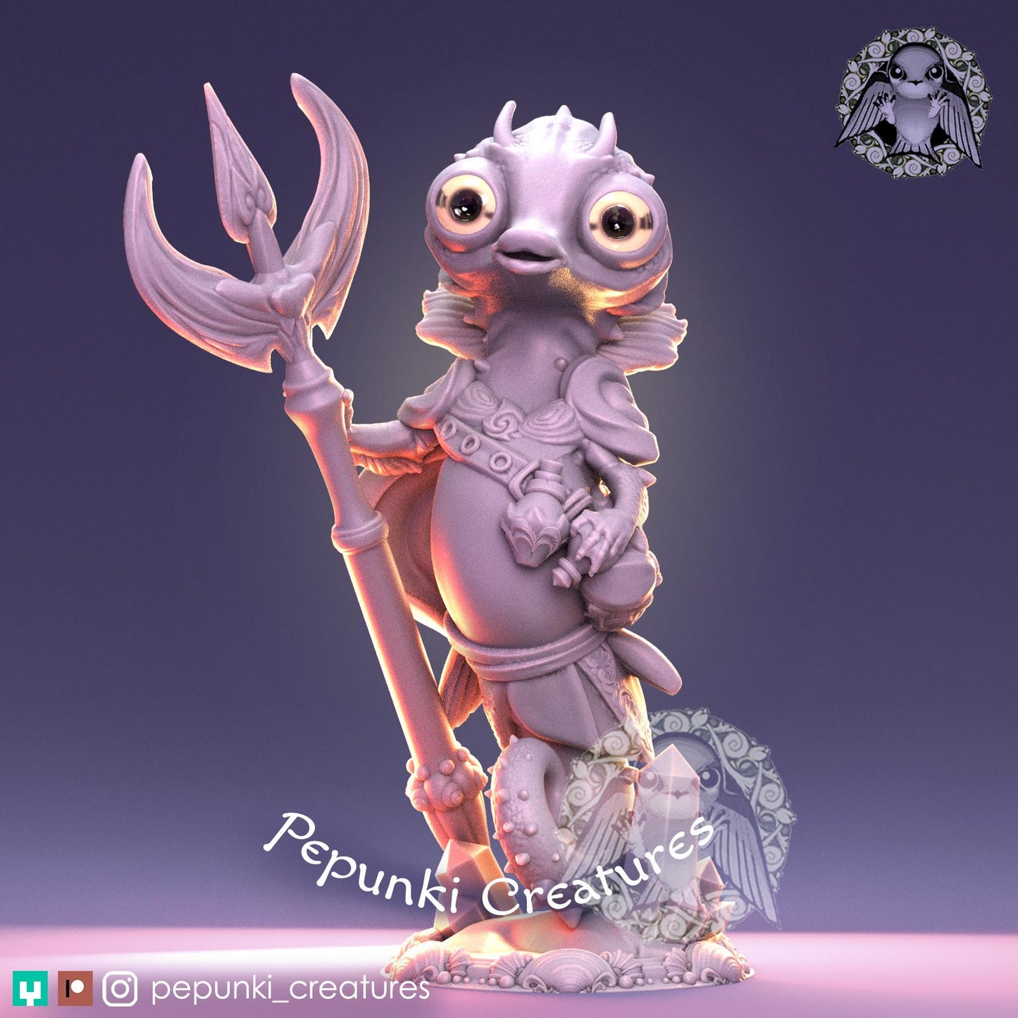 Seahorse Guardian | Tabletop Miniature | Pepunki Creatures
